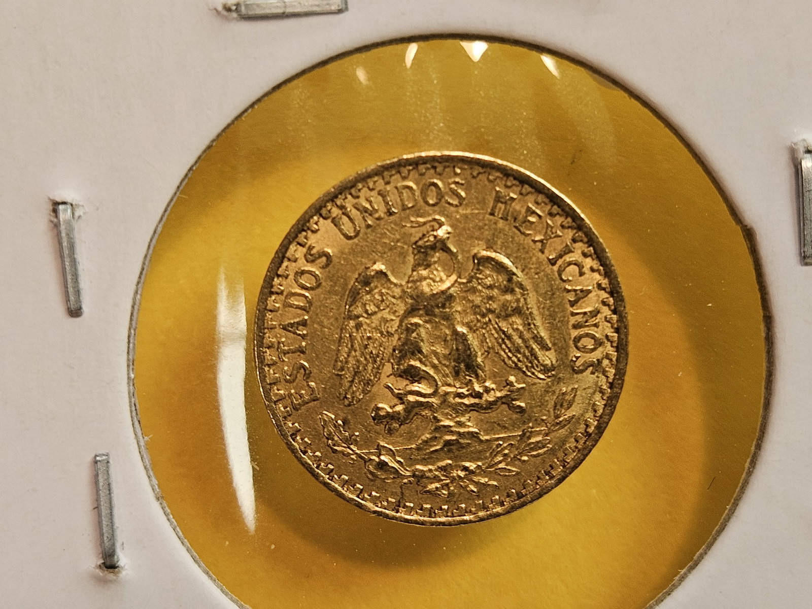 GOLD! Brilliant About Uncirculated plus 1919 Mexico Gold 2 pesos - 4