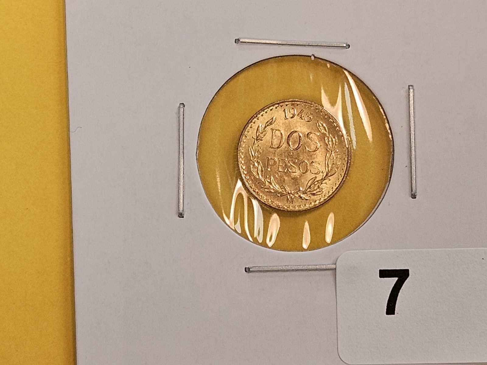 GOLD! Brilliant About Uncirculated 1945 Mexico Gold 2 pesos - 2