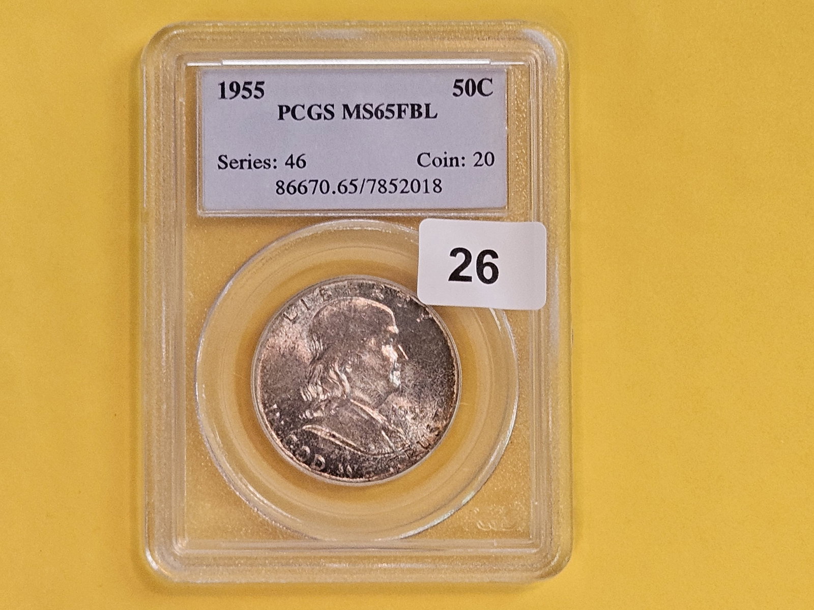 GEM! PCGS 1955 Franklin Half Dollar in Mint State 65 FBL - 2
