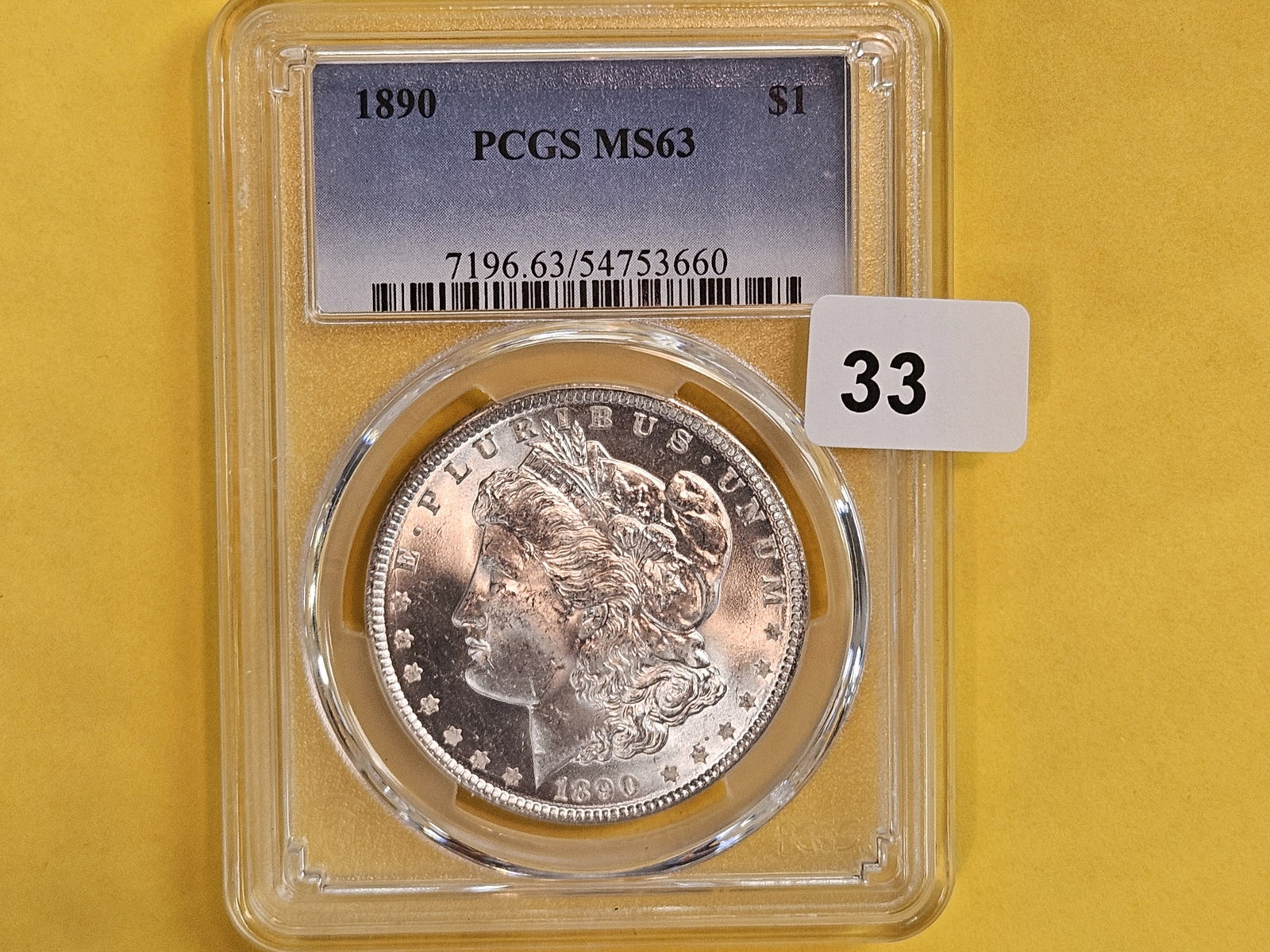 PCGS 1890 Morgan Dollar in Mint State 63 - 2