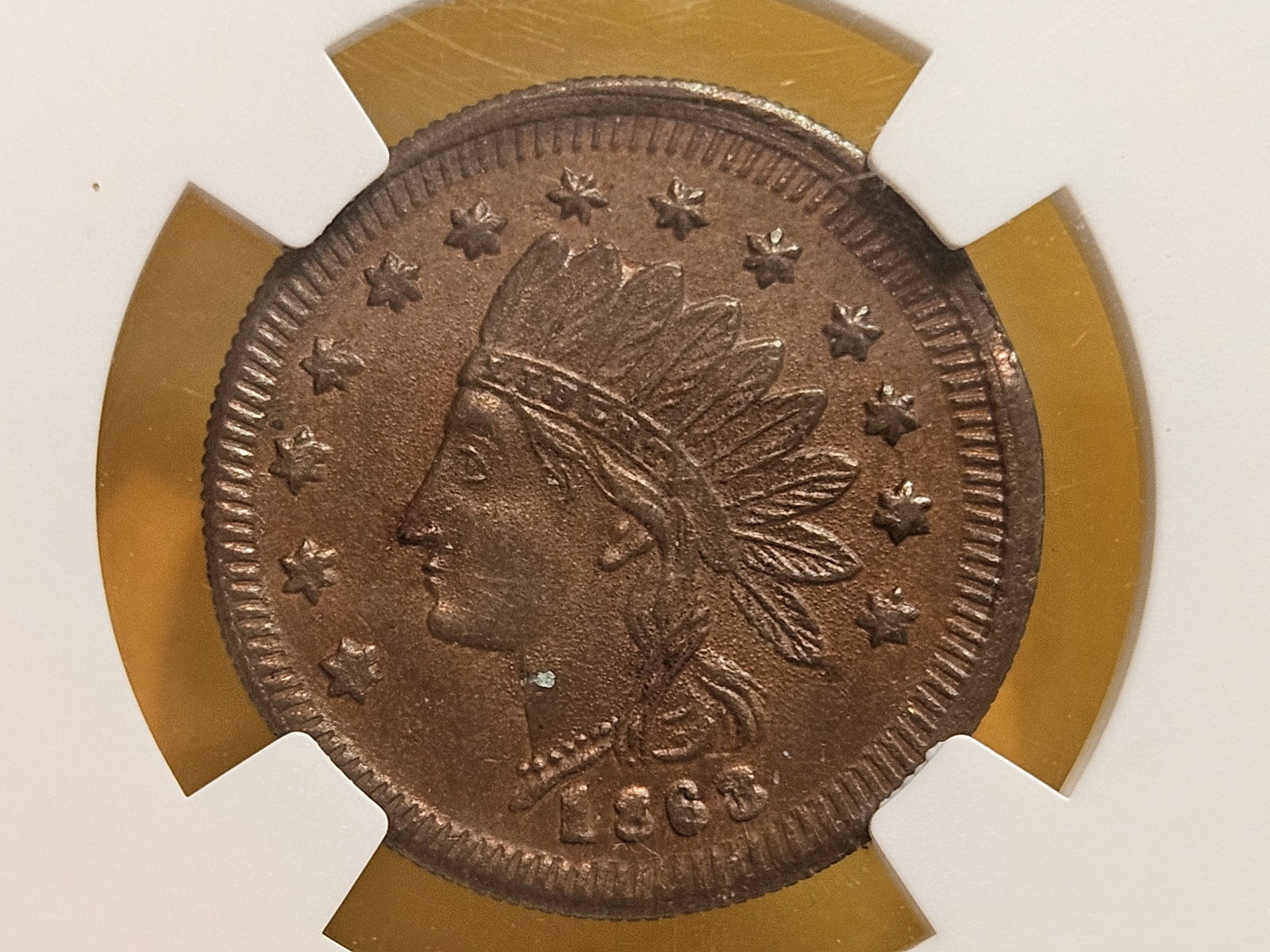 * NGC 1863 Civil War Token Merchant's Store Card in Mint State 63 Brown - 7