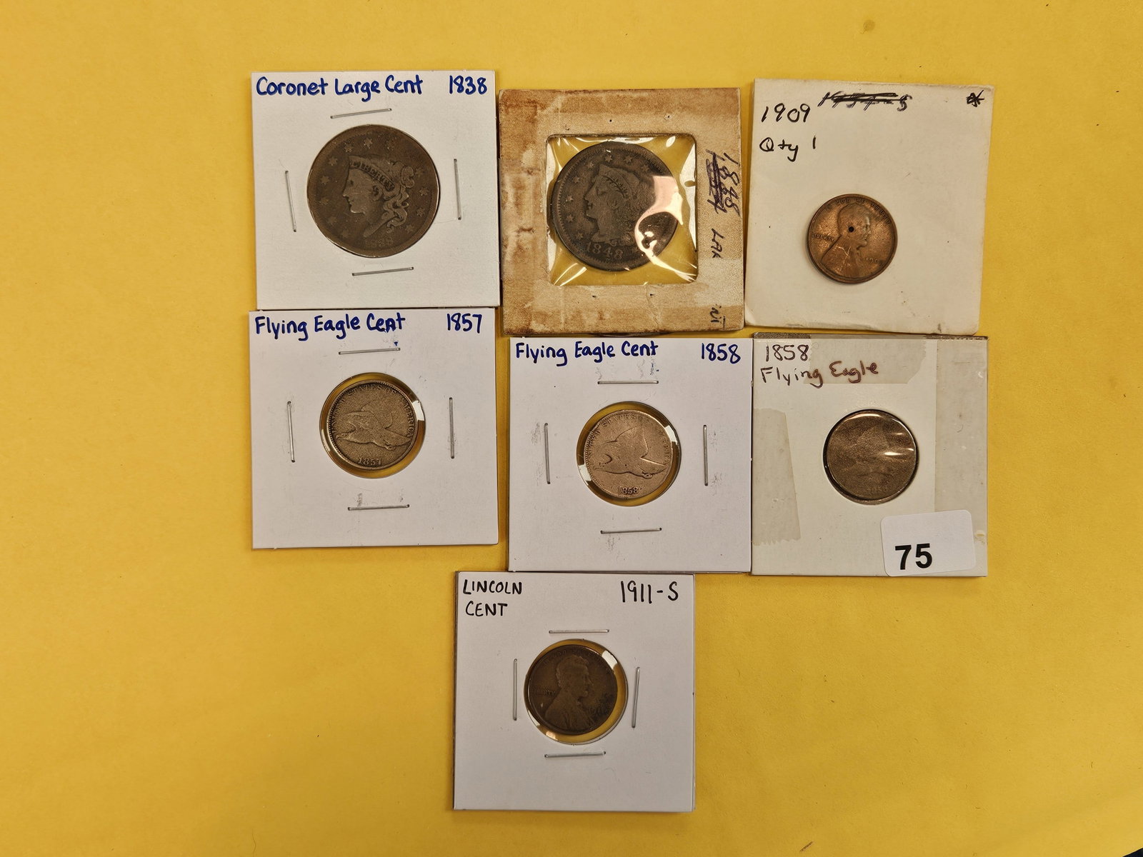 Seven mixed Large and Small cents: all circulated