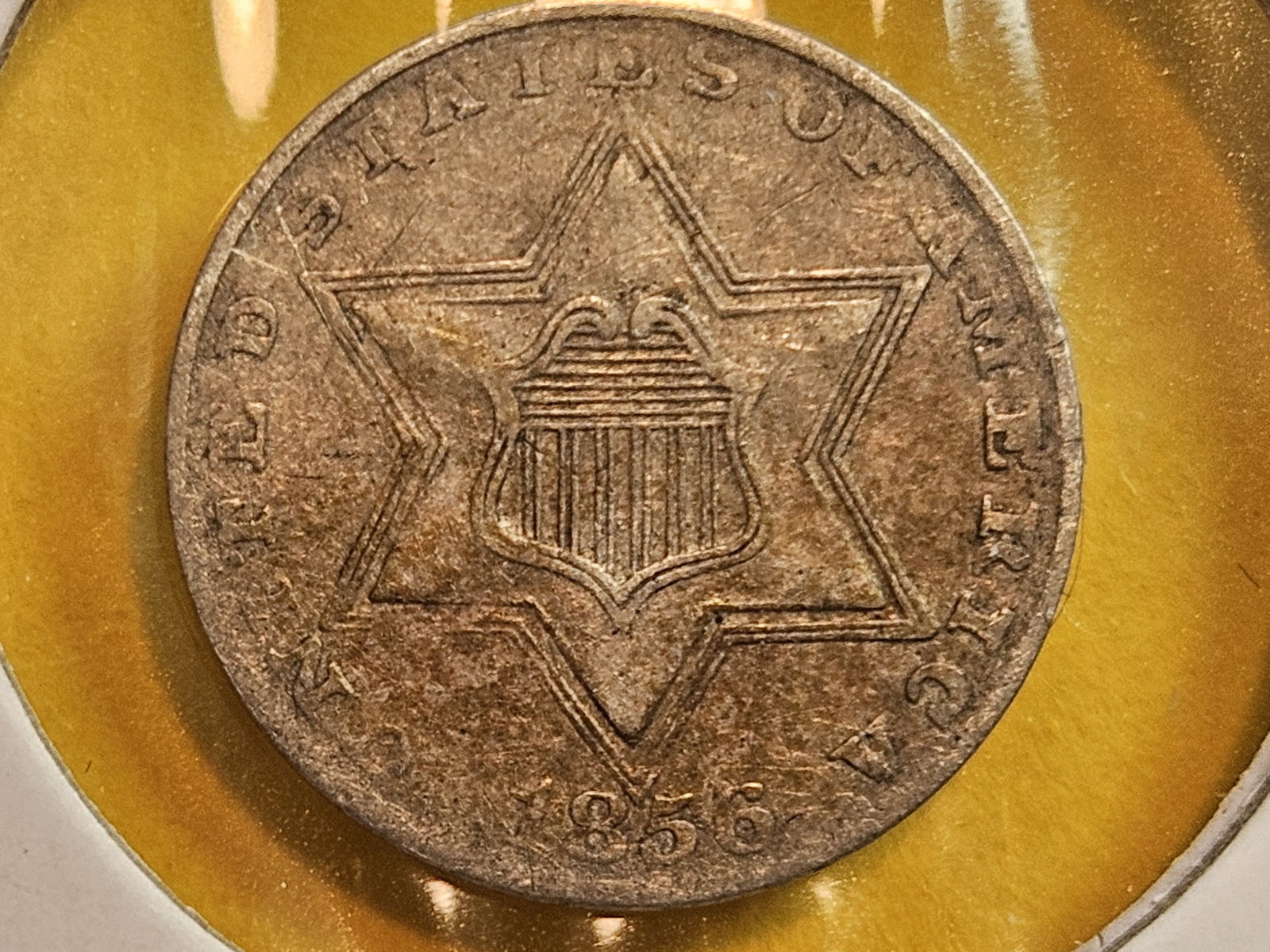 1856 Three Cent Silver Trime: In Very Fine.