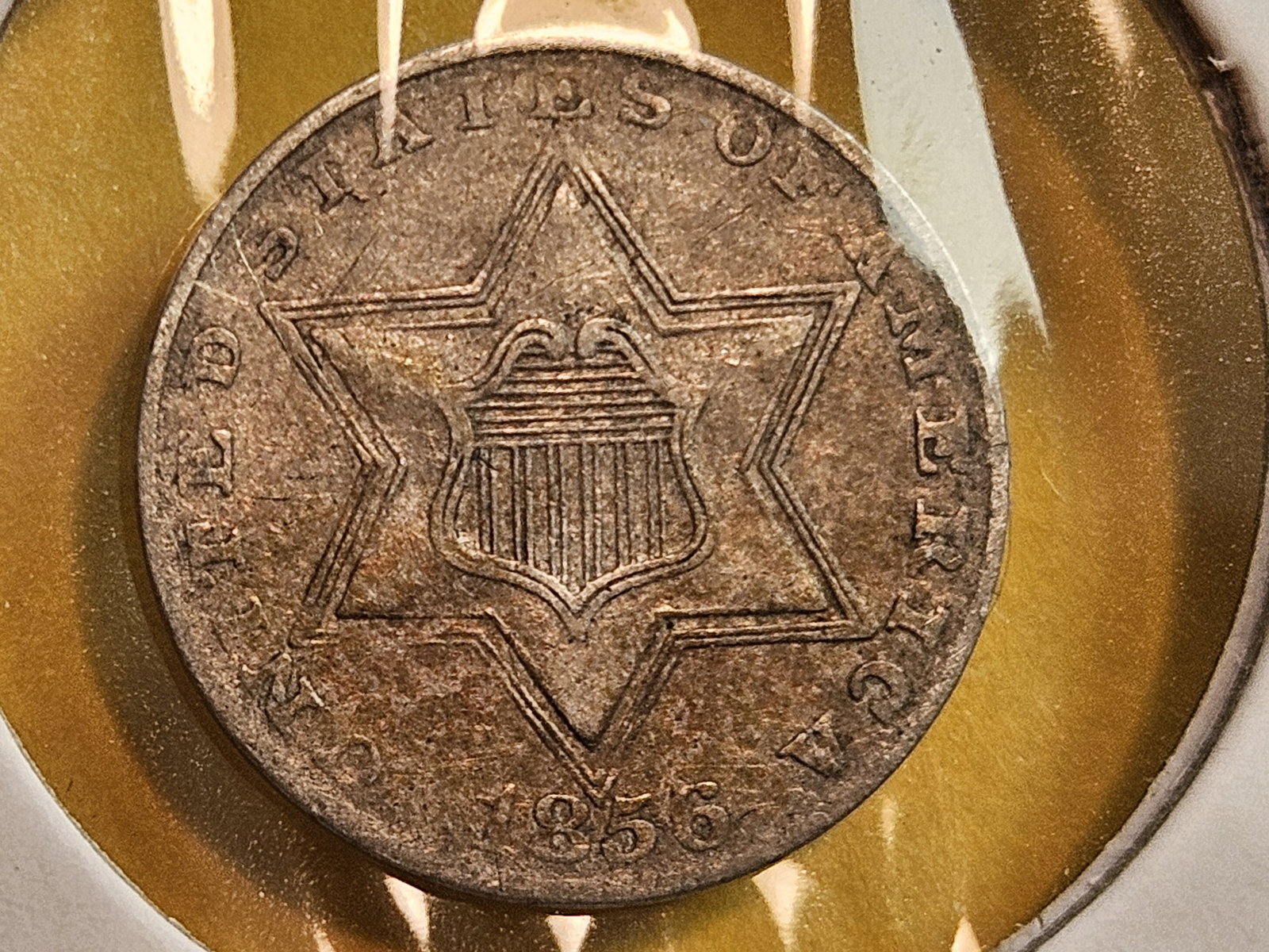 1856 Three Cent Silver Trime - 3