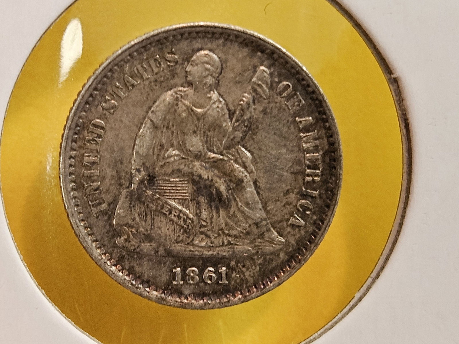 Better Grade 1861 Seated Liberty Silver Half Dime - 4