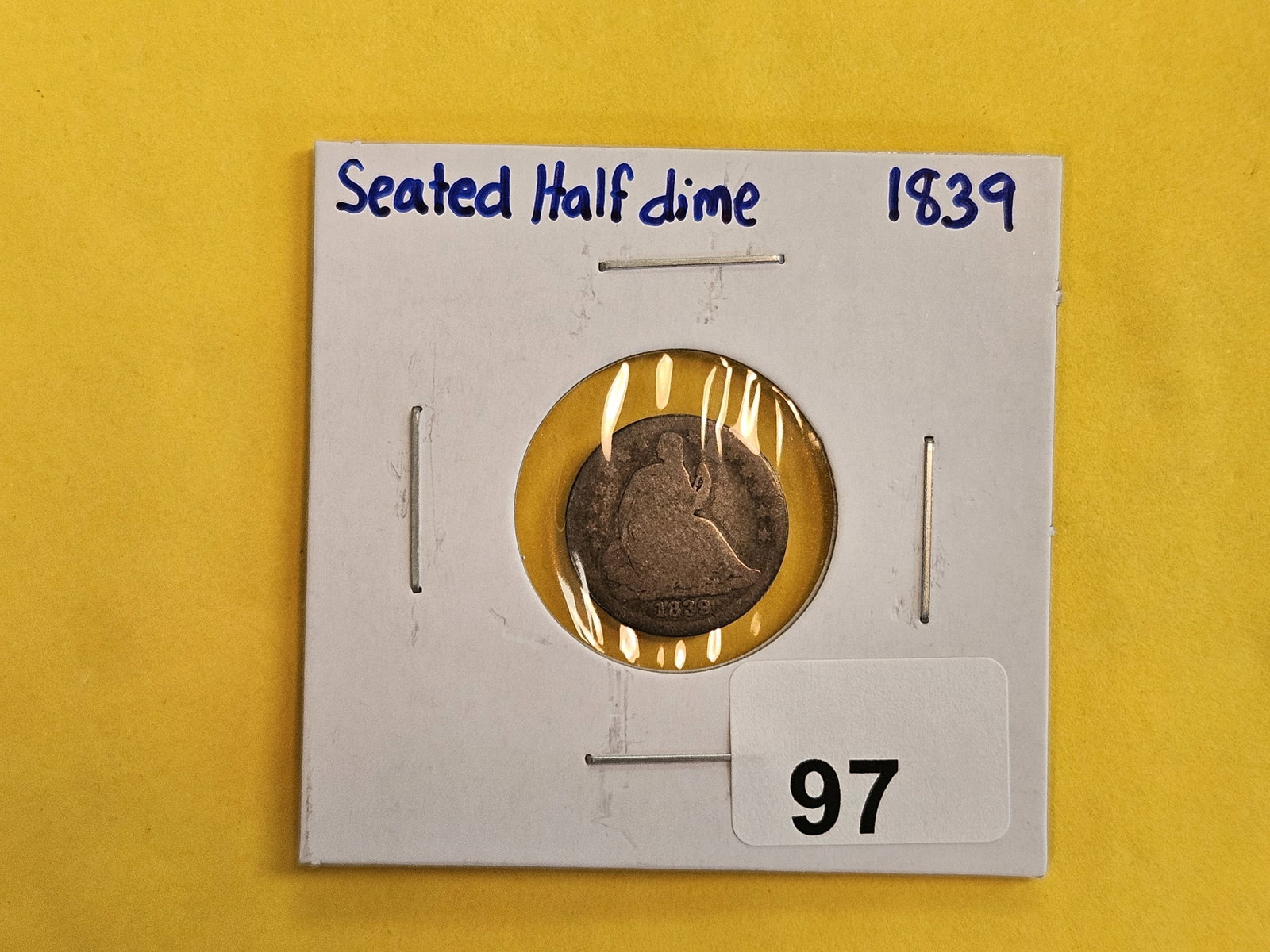 1839 No Drapery Seated Libery silver Half Dime - 2