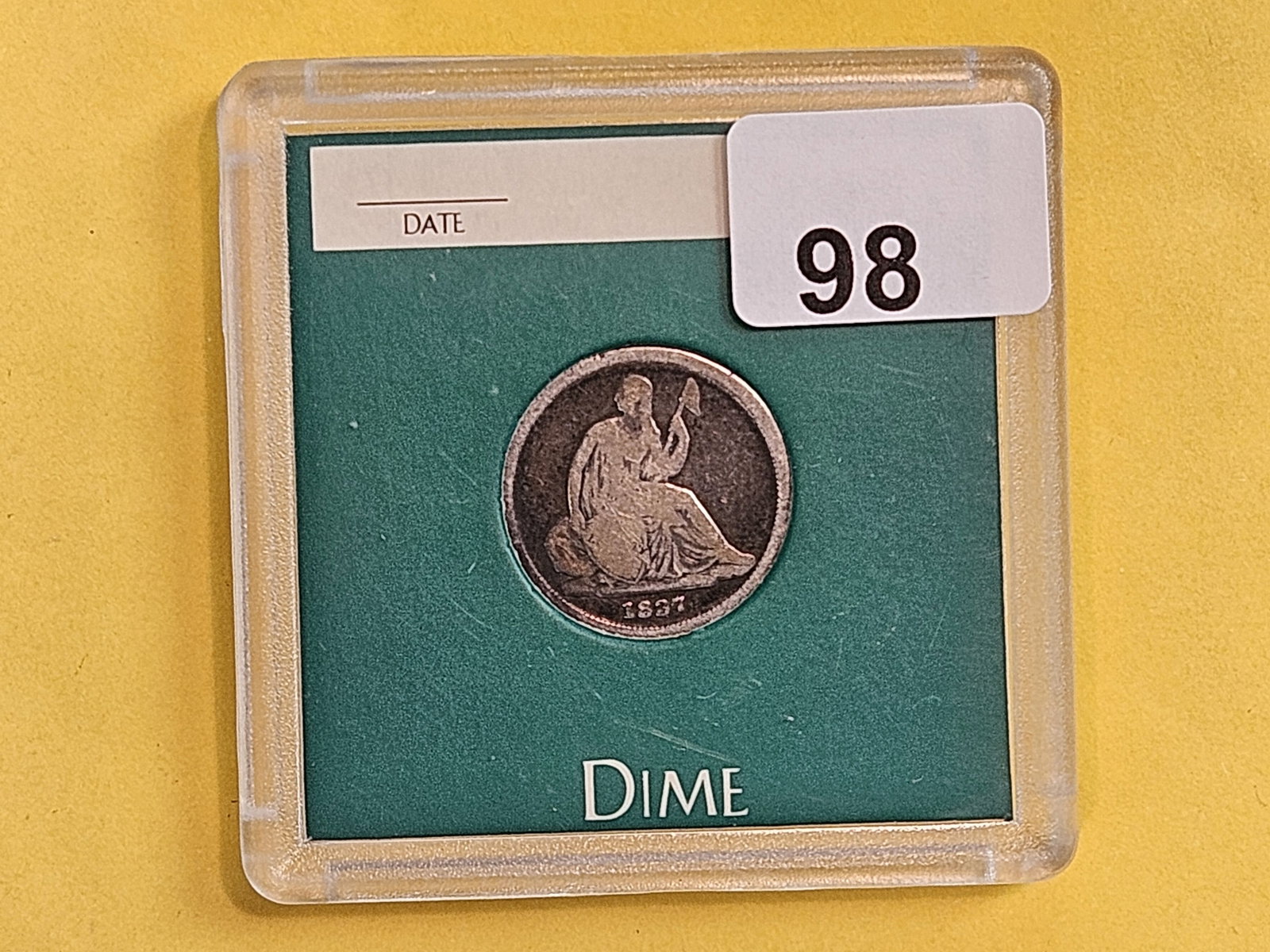 Key Variety! 1837 Small Date Seated Liberty Silver Dime - 2