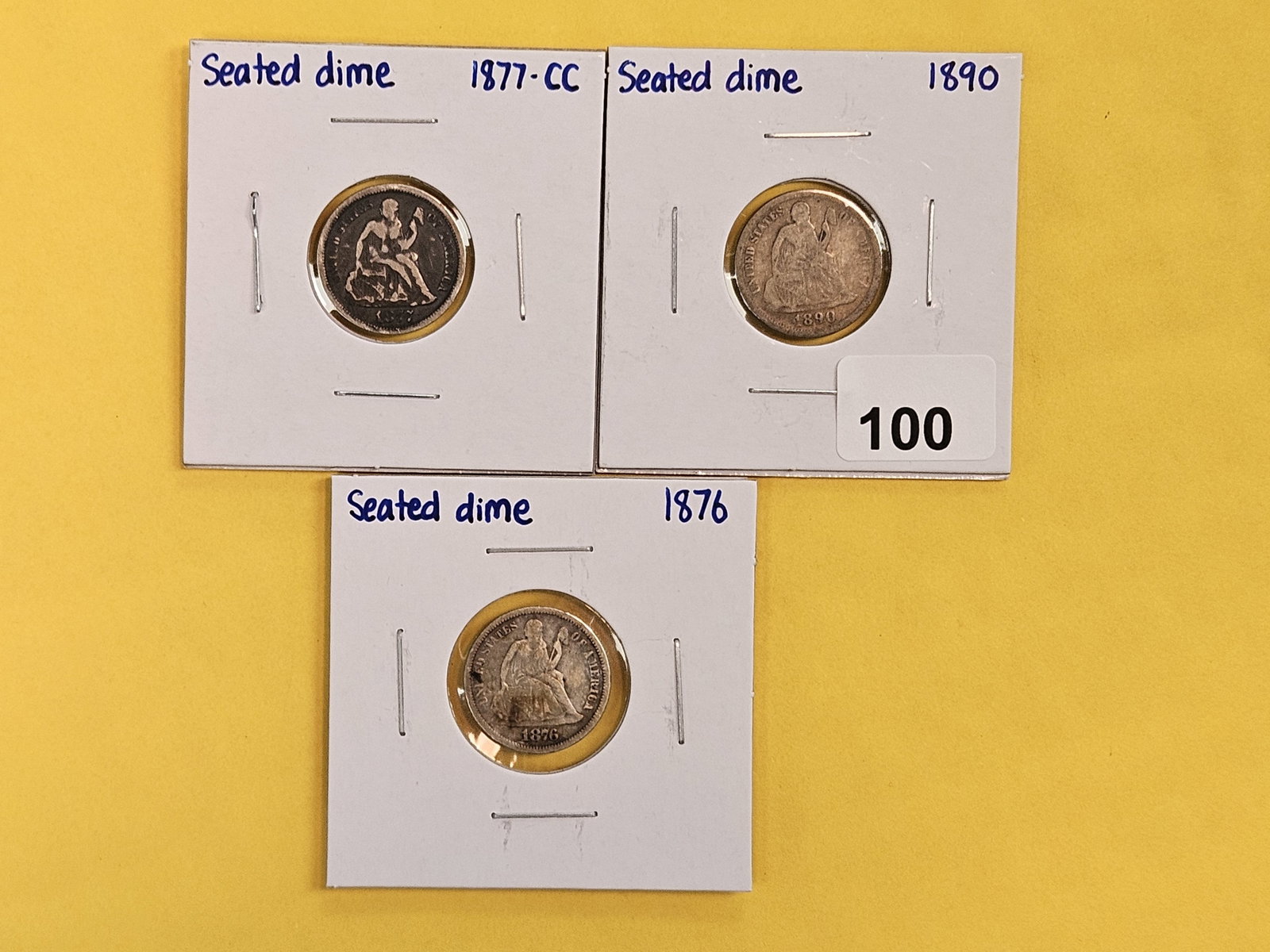 Three mixed Seated Liberty silver Dimes (1 of 4)