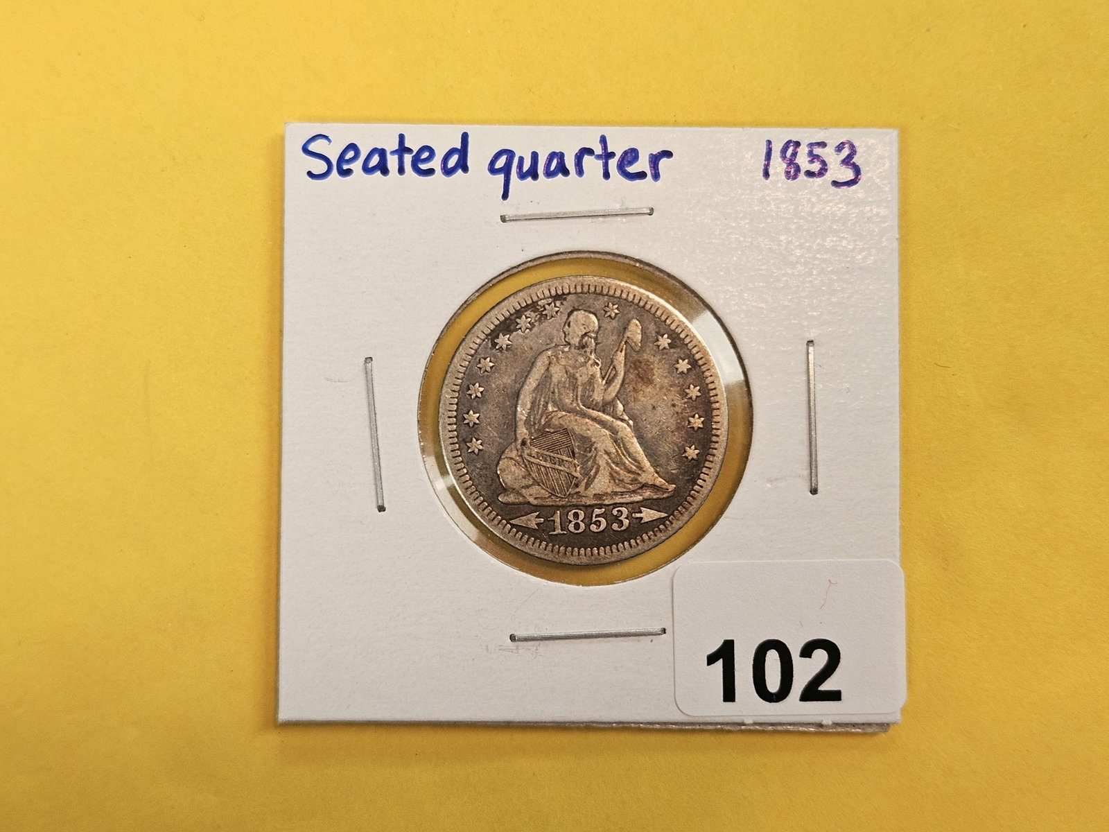 1853 with Arrows and Rays Seated Liberty silver Quarter - 2