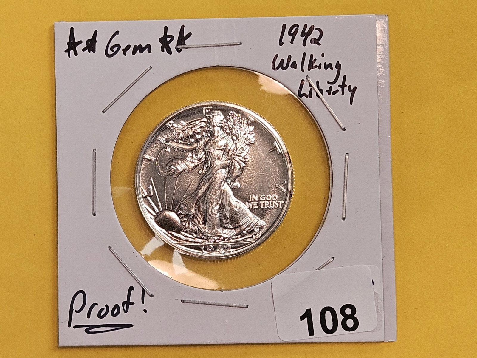 *** GEM! Proof 1942 Walking Liberty Silver Half Dollar *** - 2