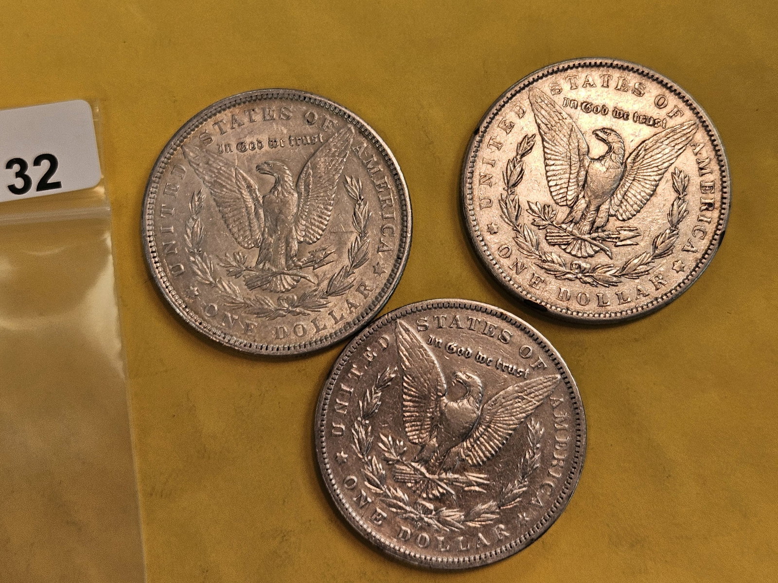Three Mixed Morgan Silver Dollars - 3