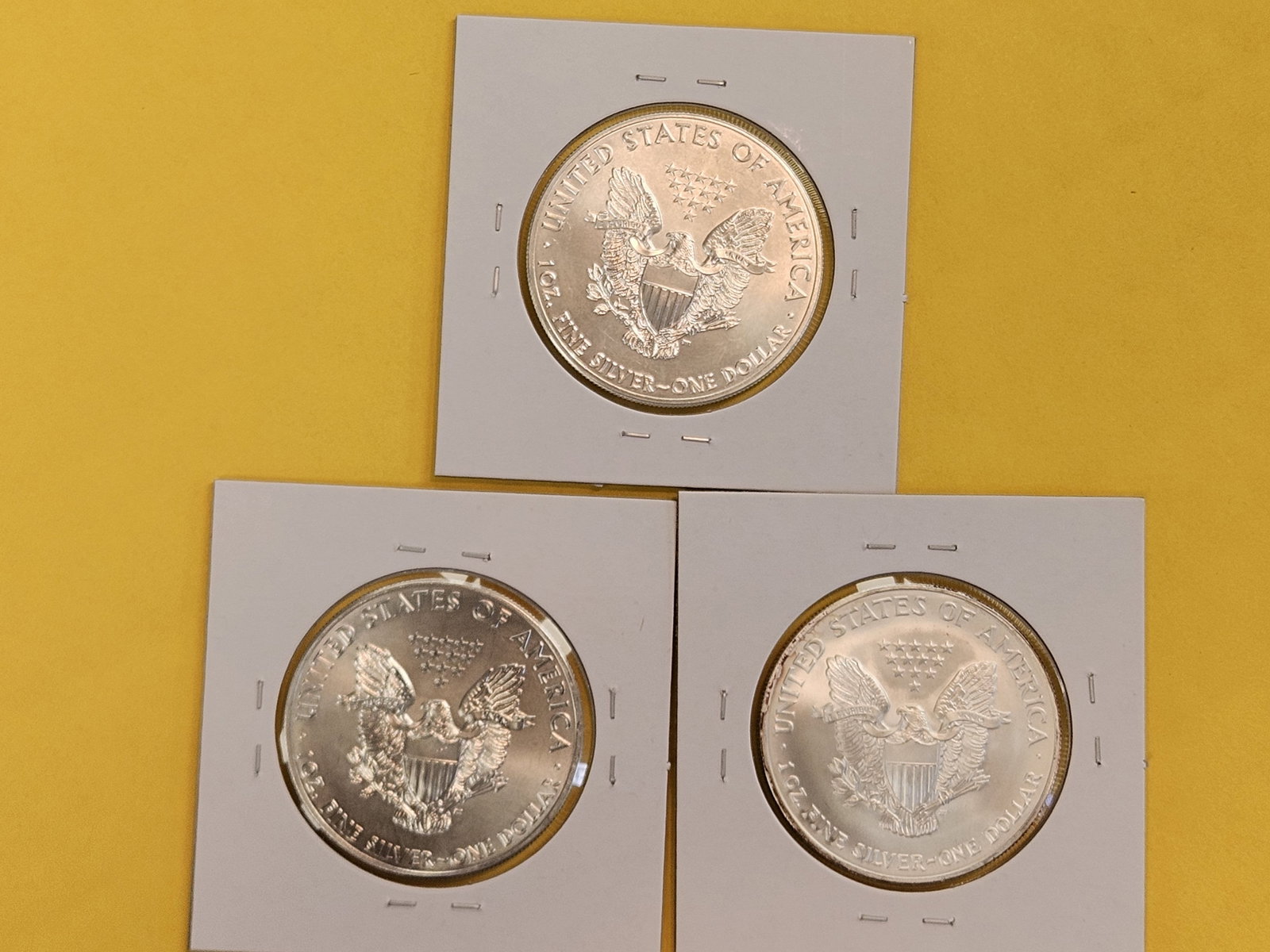 Three GEM Brilliant Uncirculated American Silver Eagles - 2
