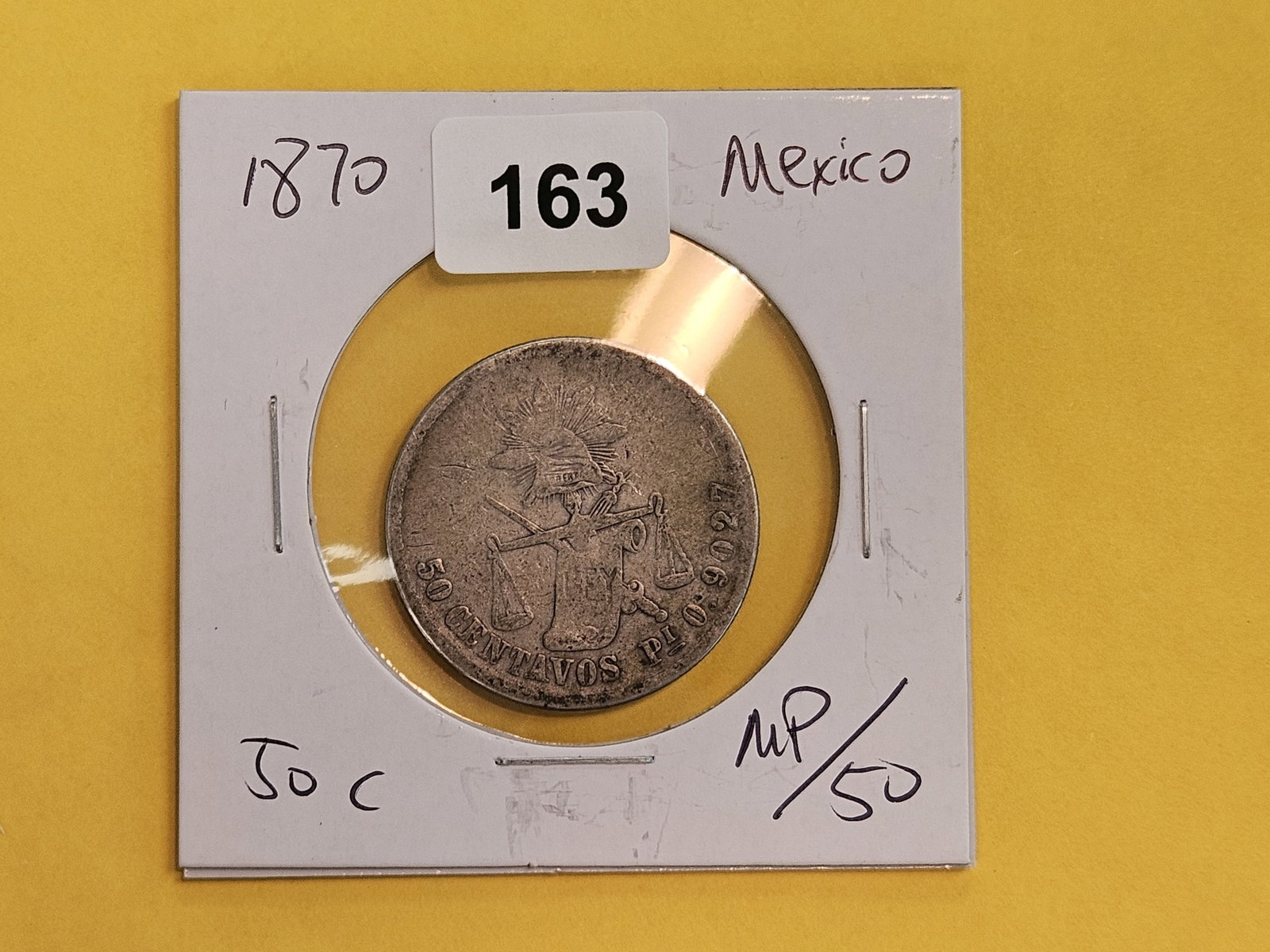 1870 Mexico silver 50 centavos - 2