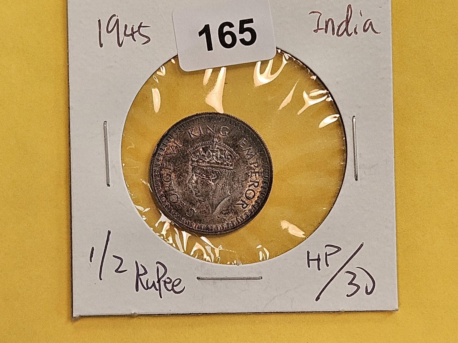 1945 British-India Silver 1/2 rupee in About Uncirculated plus - 2