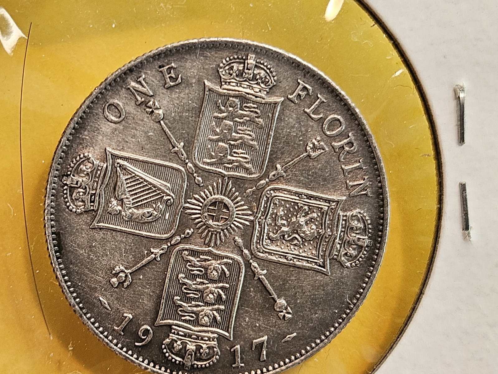 MINT ERROR! 1914 Great Britain silver 1 Florin - 7