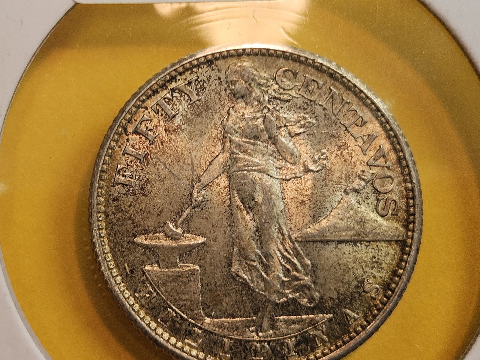 Brilliant AU-UNC 1944 Philippines silver 50 centavos - 3
