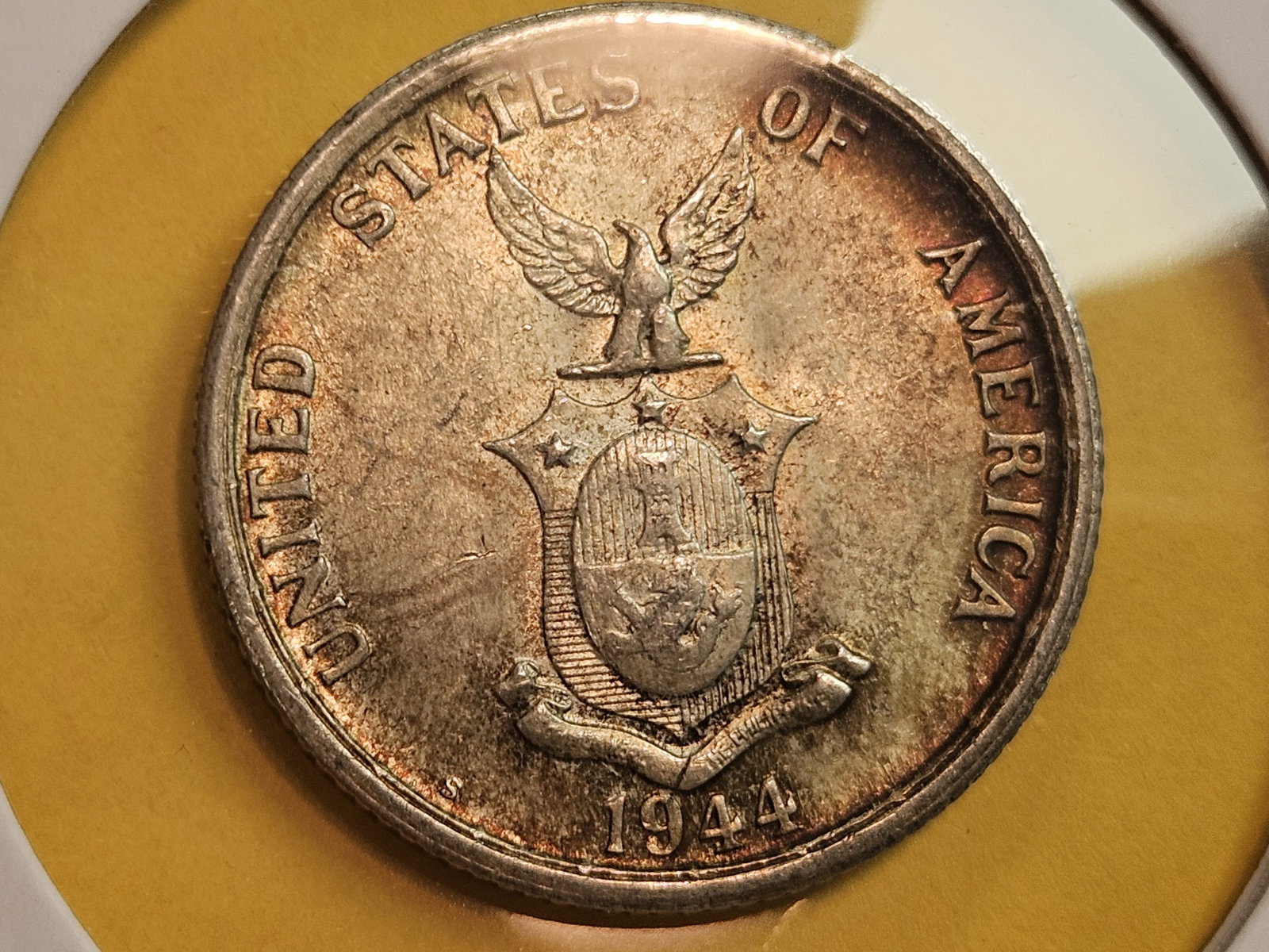 Brilliant AU-UNC 1944 Philippines silver 50 centavos - 4