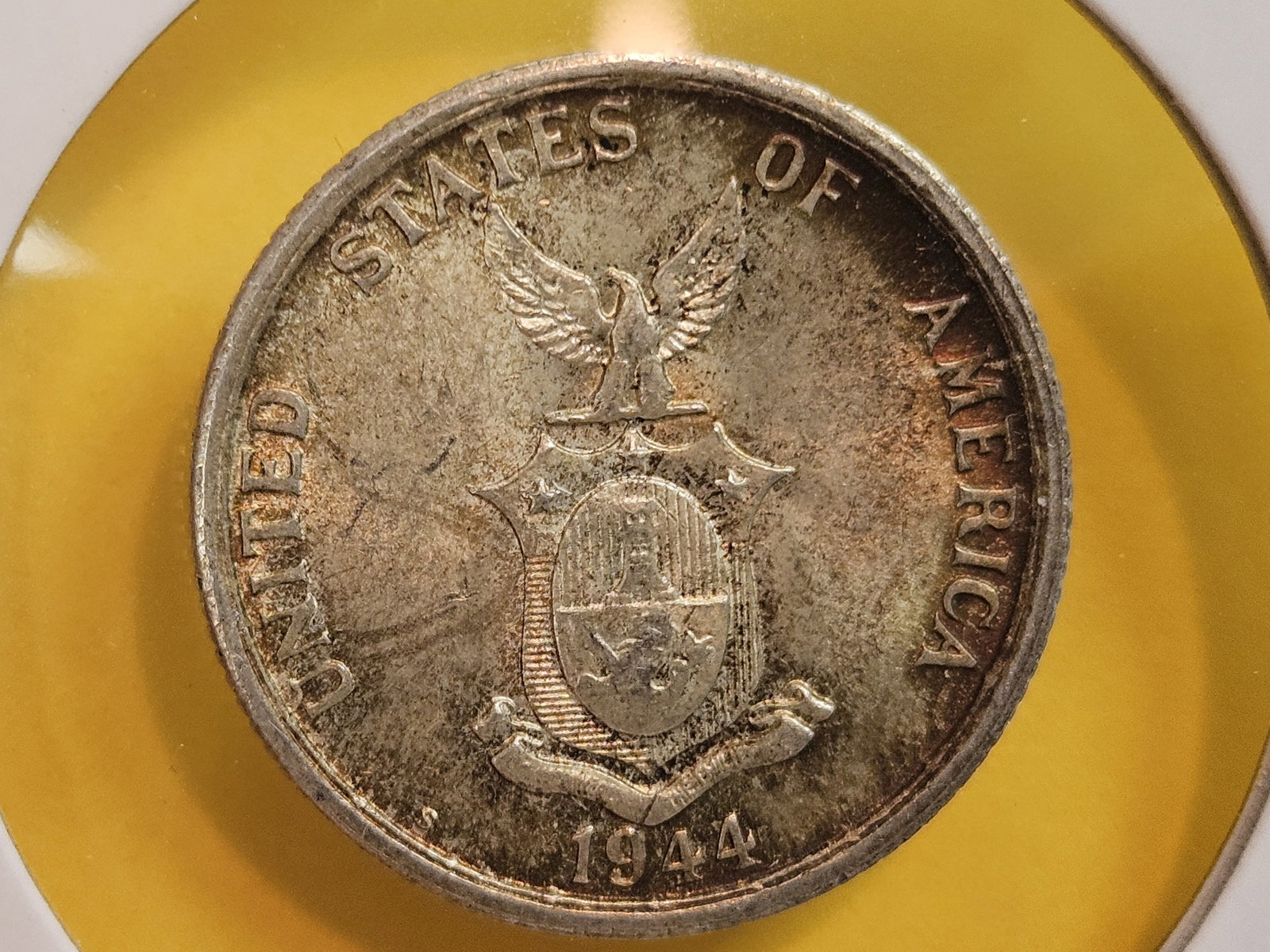 Brilliant AU-UNC 1944 Philippines silver 50 centavos - 5