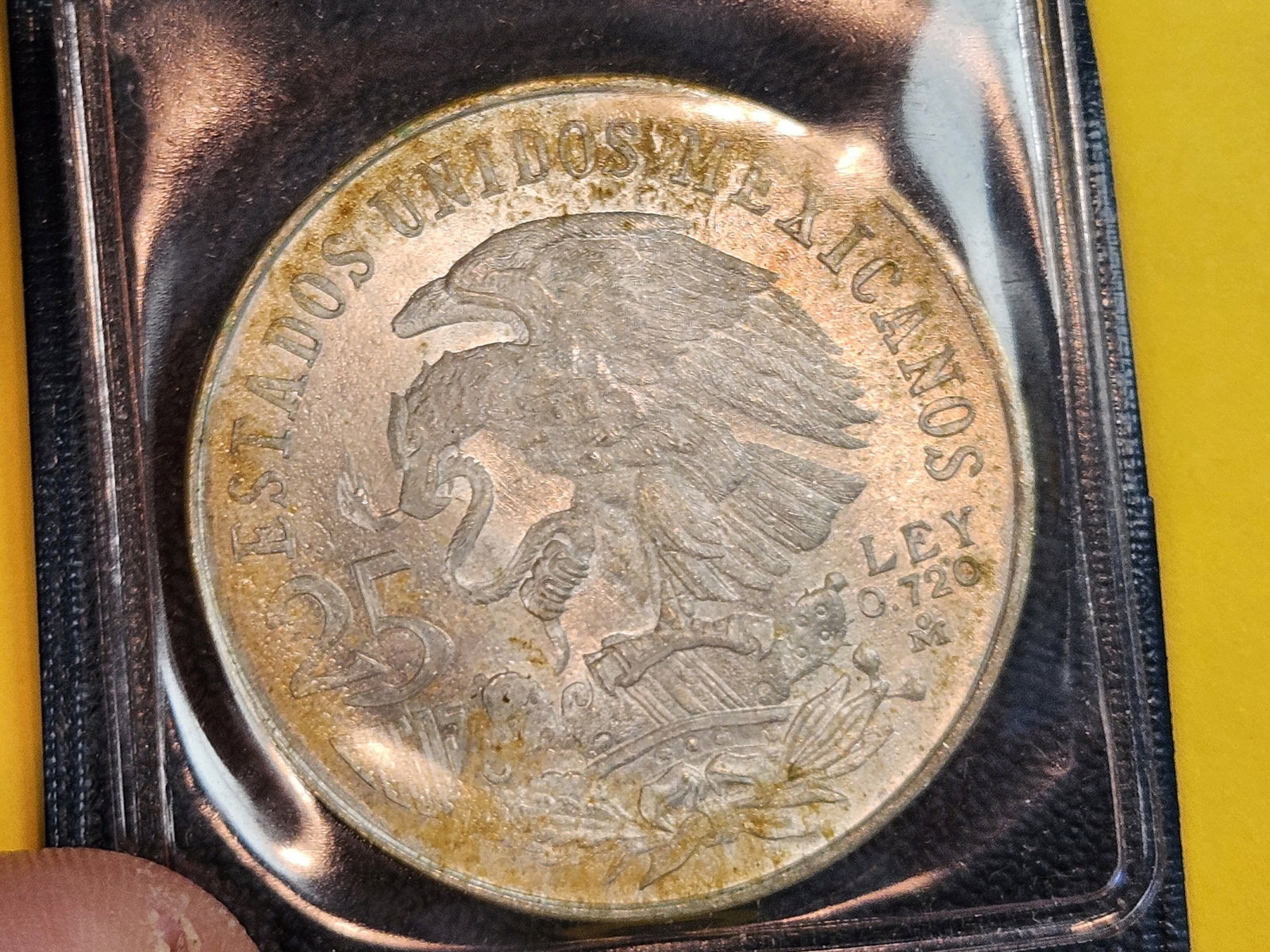 Choice Brilliant Uncirculated 1964 Mexico silver 25 pesos - 2
