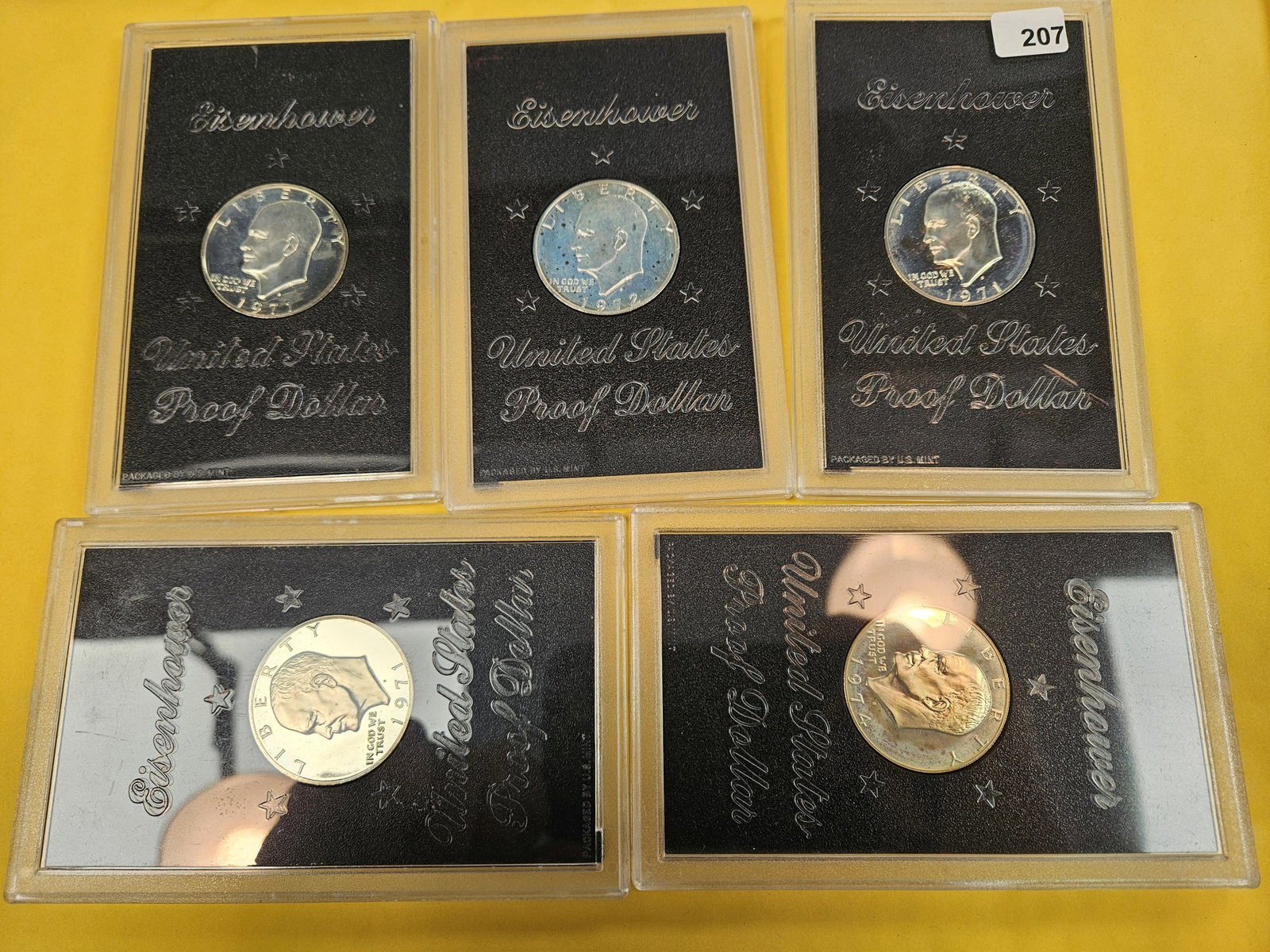 Five GEM Proof Silver Eisenhower Dollars - 2