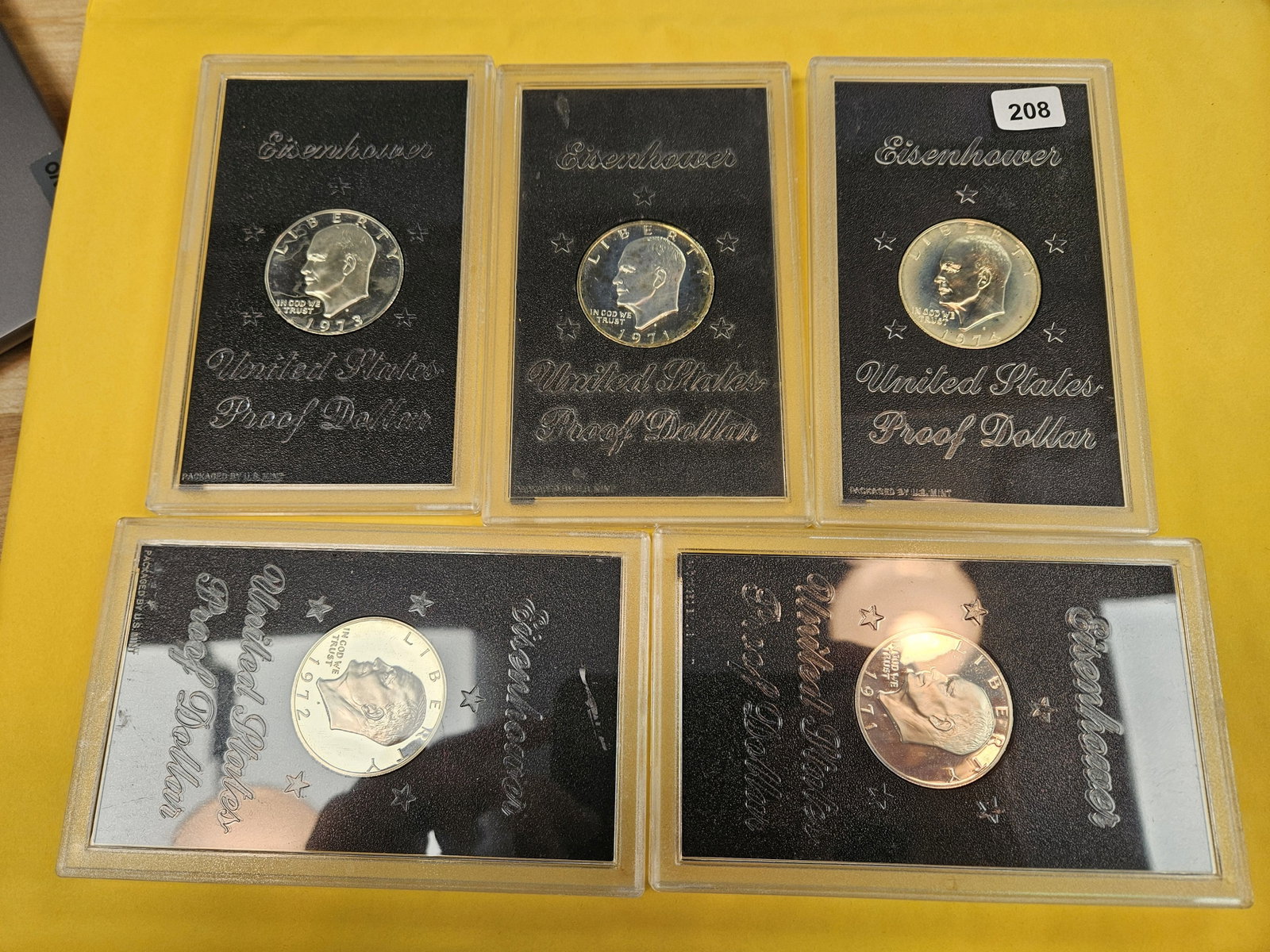 Five GEM Proof Silver Eisenhower Dollars - 2