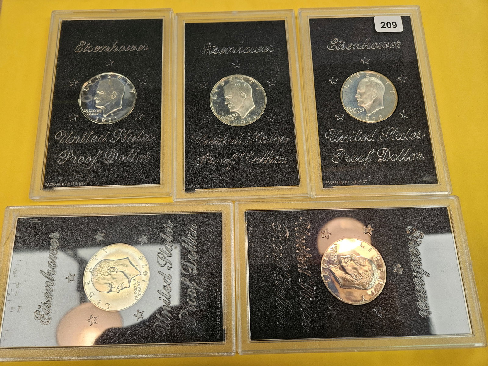Five GEM Proof Silver Eisenhower Dollars - 2