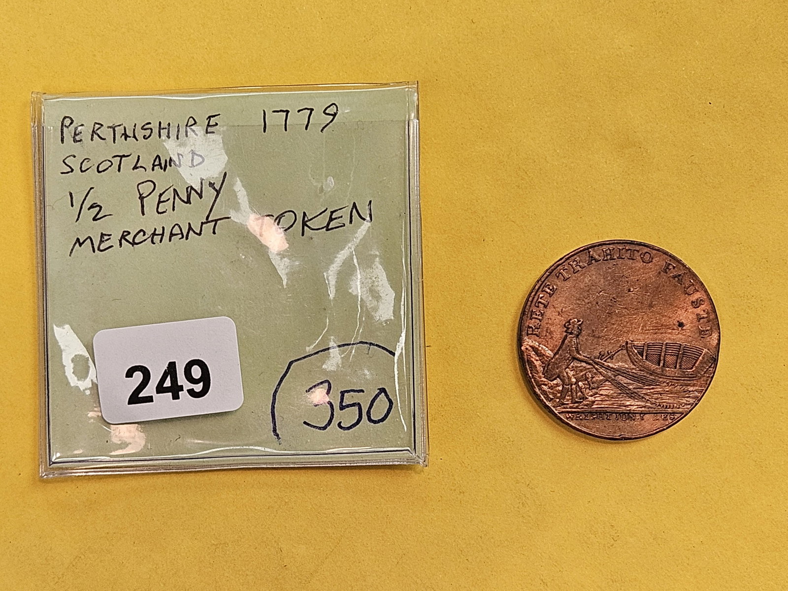 ** SCARCE ** Bright Red-Brown 1779 Half-Penny Merchant Token - 2