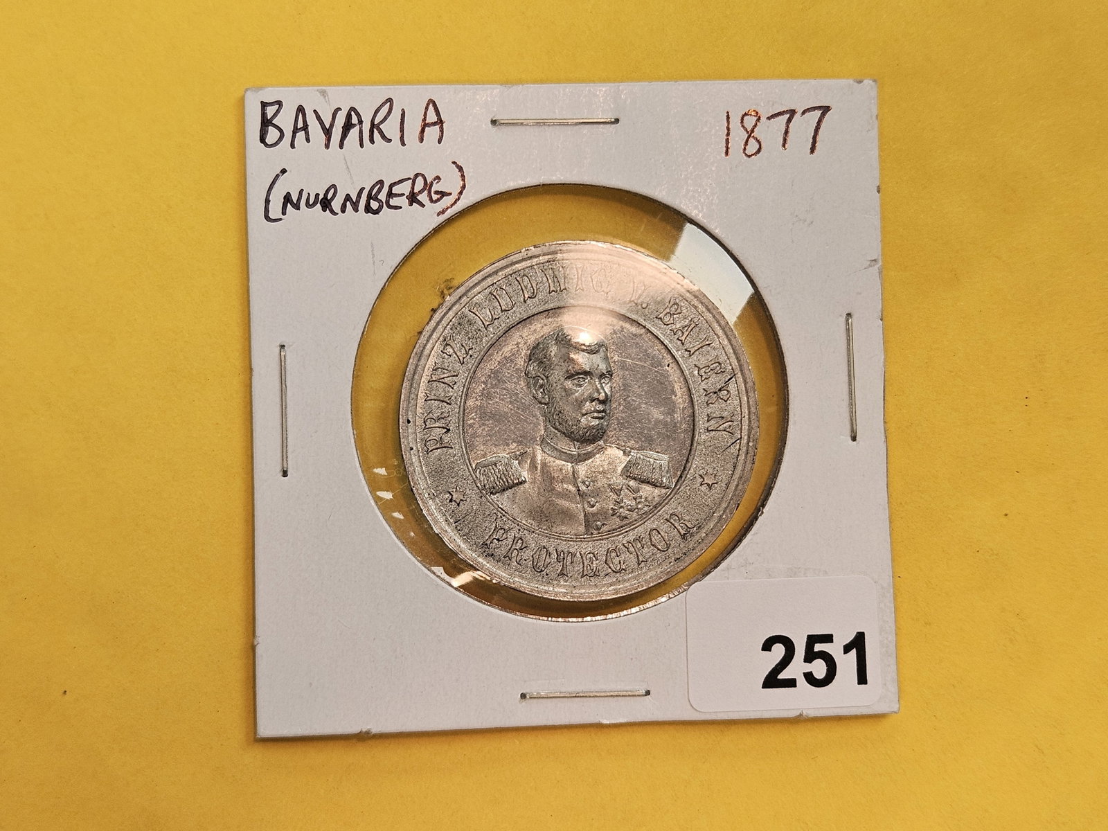 * Scarce 1877 Bavaria Prooflike Ludwig II Medal - 2