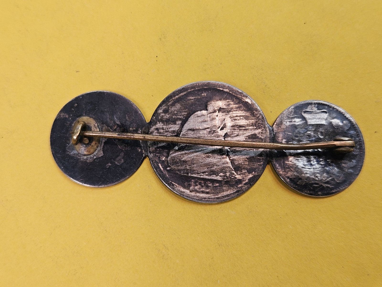 Cool Silver 3-coin Love Token pin - 4
