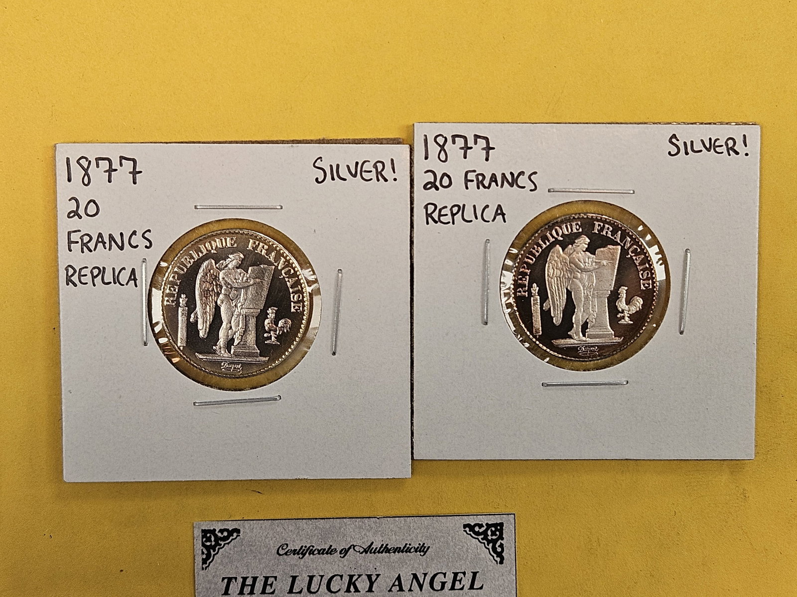 Two cool GEM Proof Deep Cameo Silver 20 Francs replicas - 2