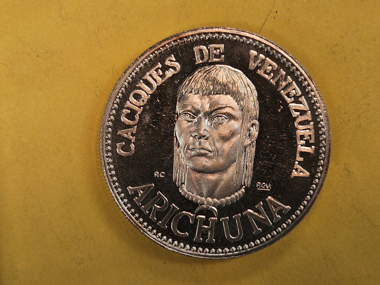 GEM Proof Deep Cameo Silver Medal from Venezuela: Arichuna
