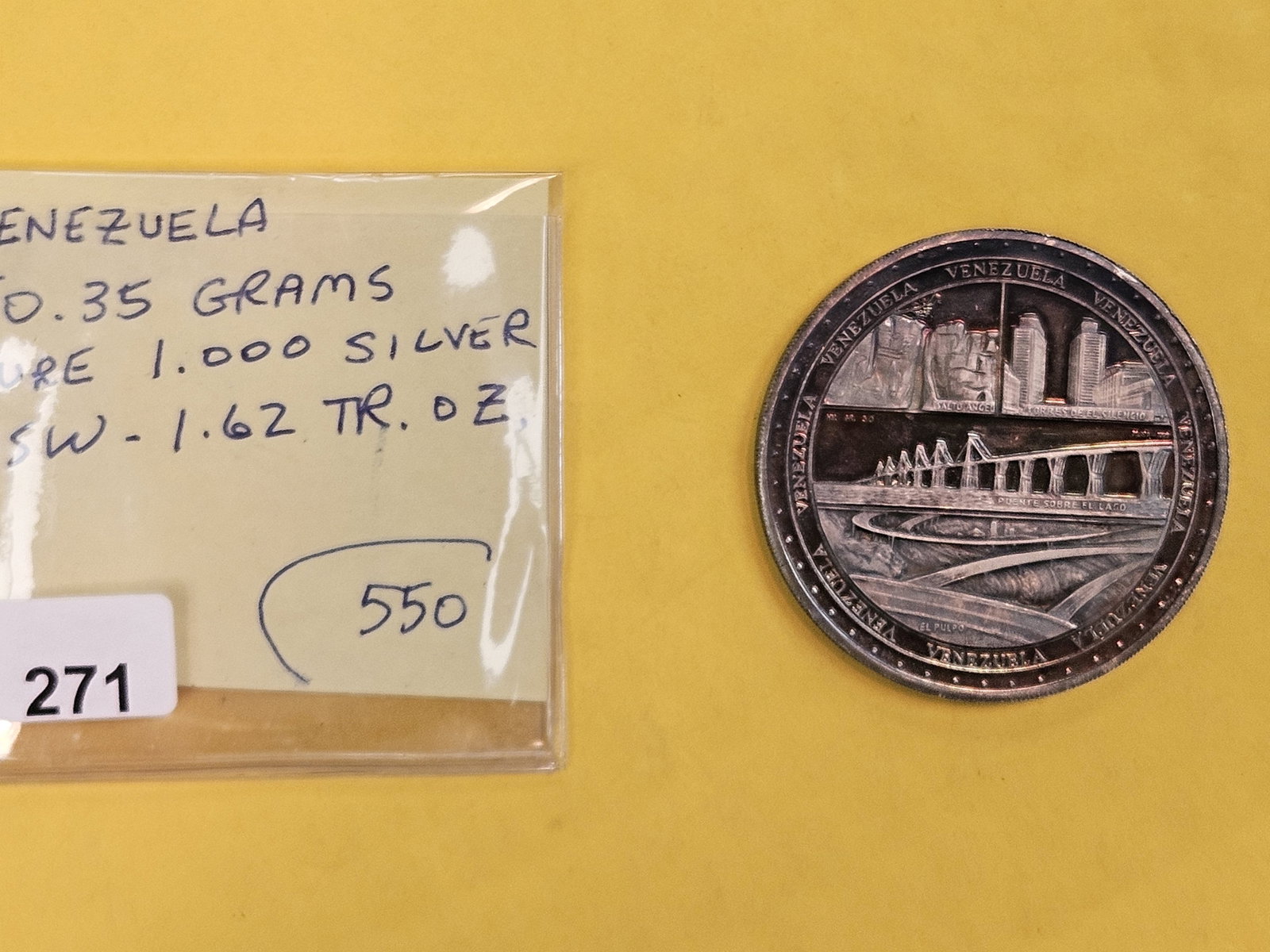 Scarce GEM Proof Silver Venezuela Medal - 2