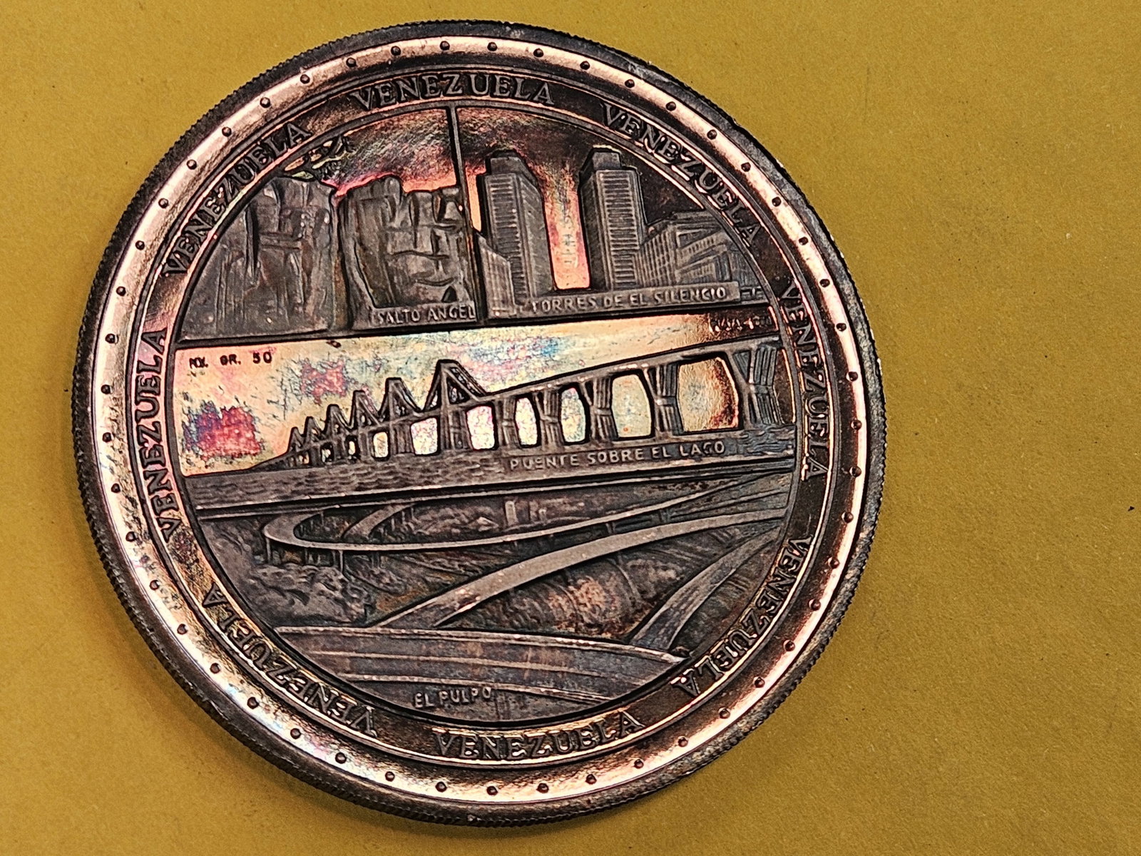 Scarce GEM Proof Silver Venezuela Medal - 5