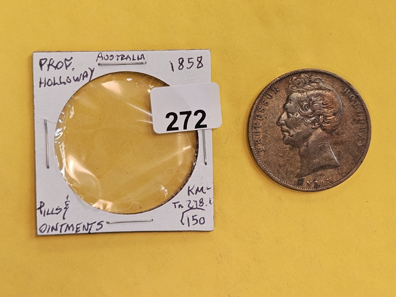 * Scarce! 1858 Australia Large Copper Merchant's Token - 2