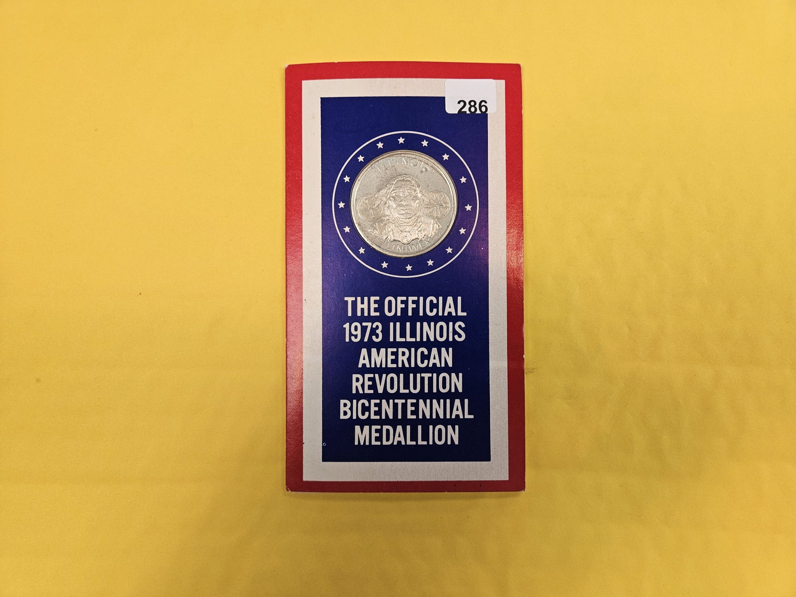1973 Illinois Official Sterling Silver American Revolution Bicentennial Medallion: In original holder
