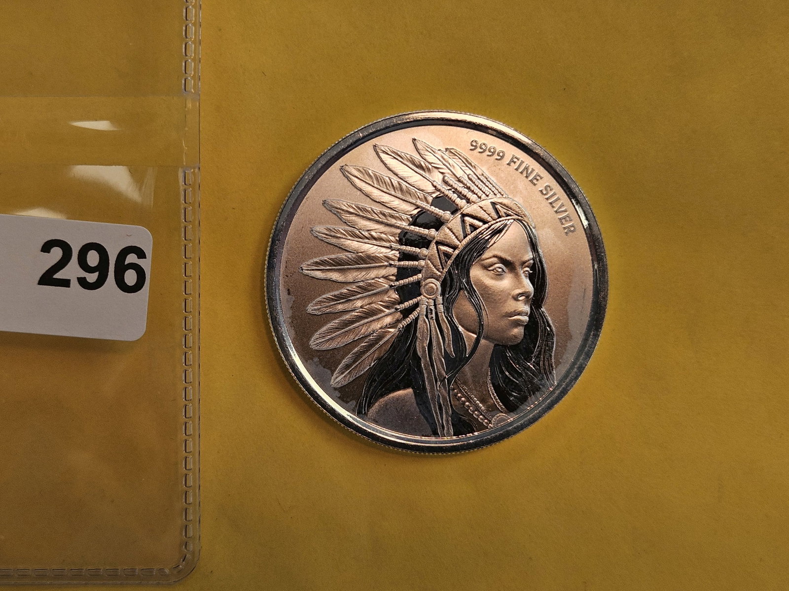 One Troy ounce .999 fine silver art round: Indian
