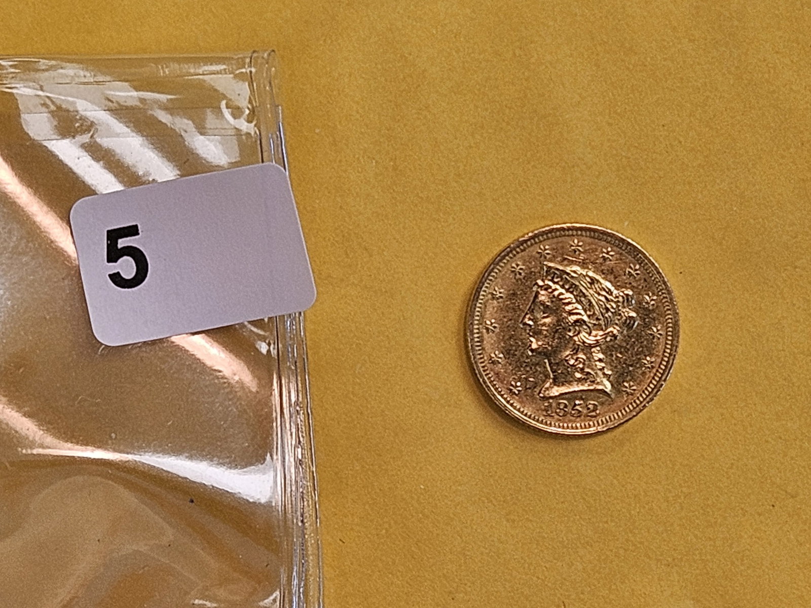 GOLD! Brilliant About Uncirculated 1852 Liberty Head Gold $2.5 Dollars - 2