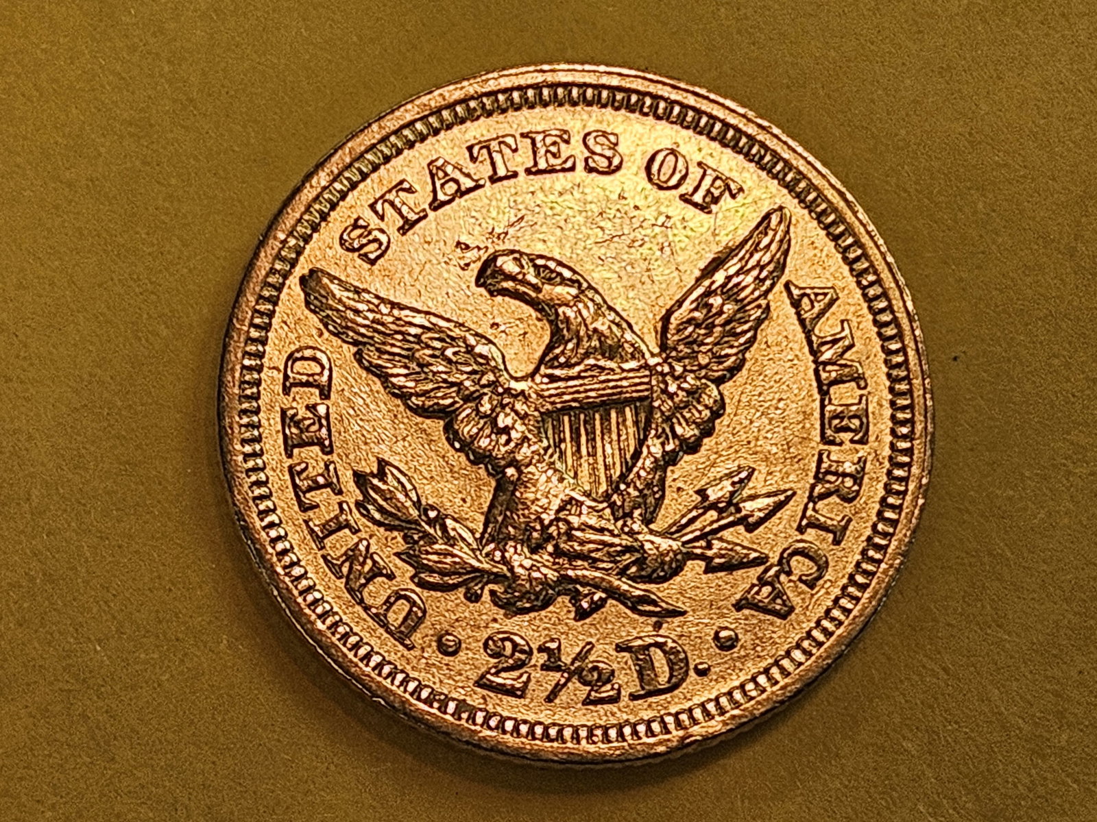 GOLD! Brilliant About Uncirculated 1852 Liberty Head Gold $2.5 Dollars - 4