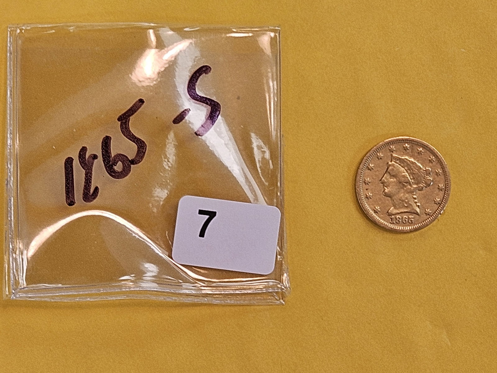 Little better date GOLD! 1865-S Liberty Head Gold $2.5 Dollars - 2