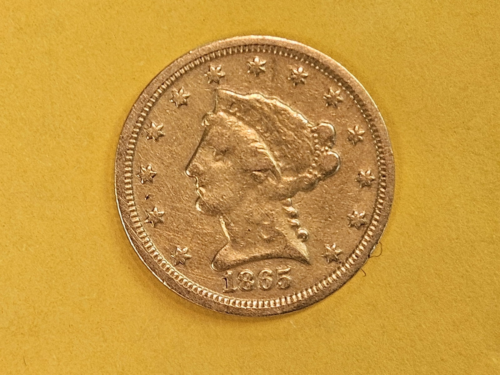 Little better date GOLD! 1865-S Liberty Head Gold $2.5 Dollars - 3
