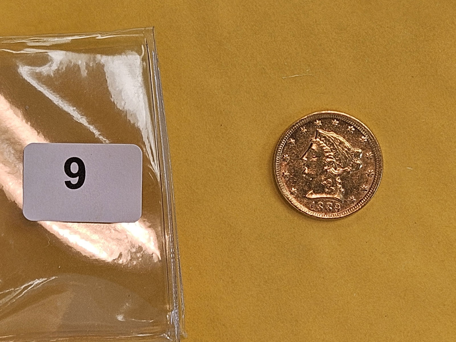 GOLD! Brilliant About Uncirculated 1889 Liberty Head Gold $2.5 Dollars - 2