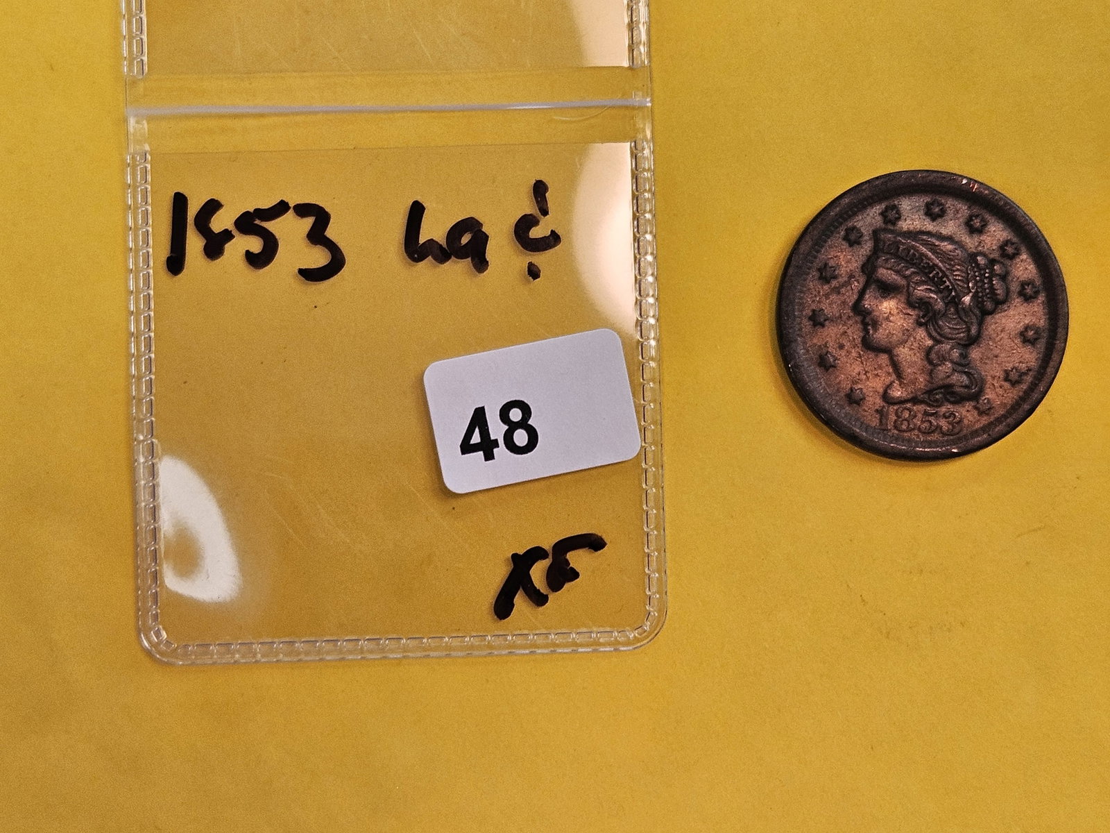 1853 Braided Hair Large Cent in Extra Fine - 2