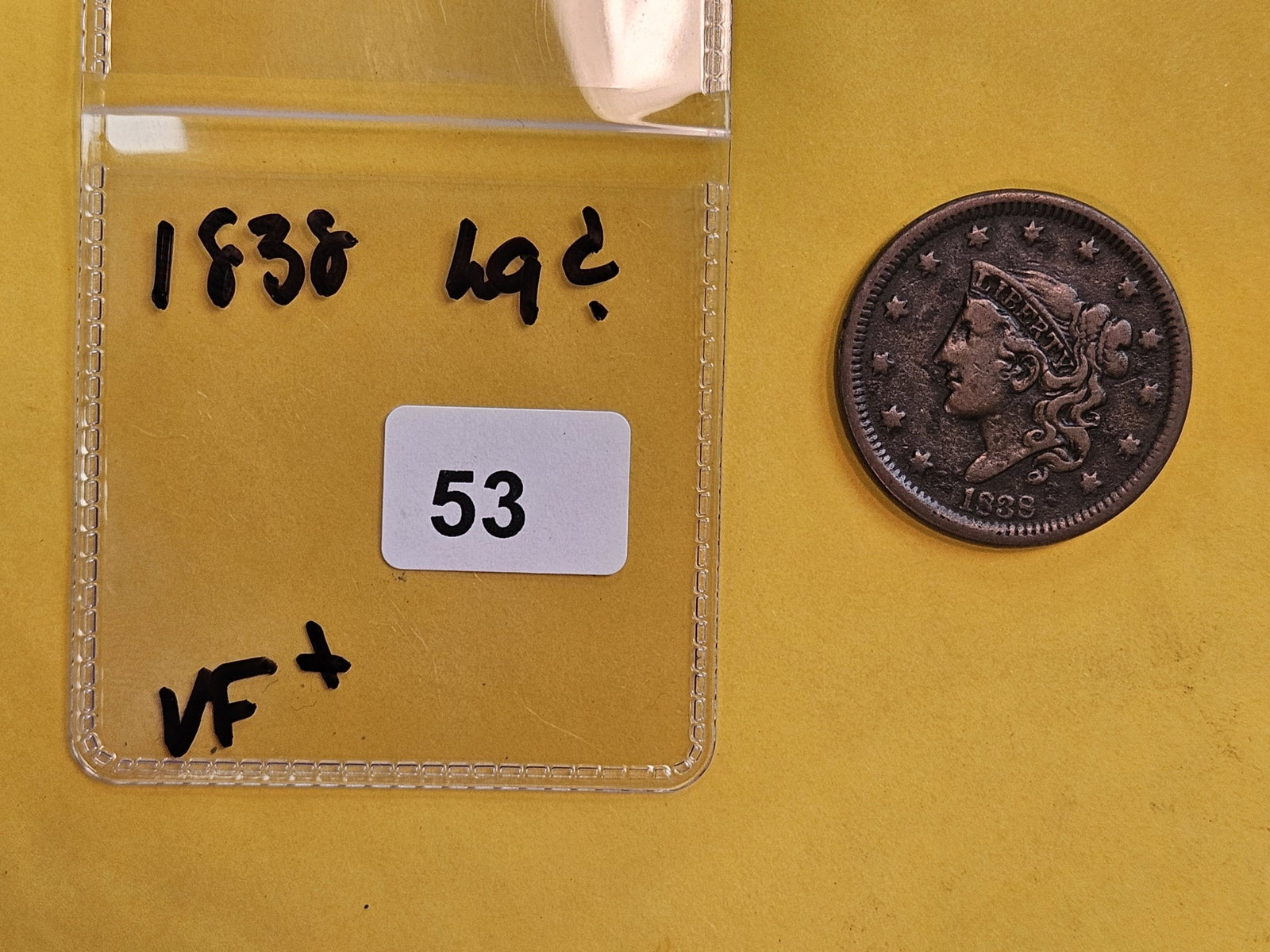 1838 Large Cent in Very Fine plus - 2