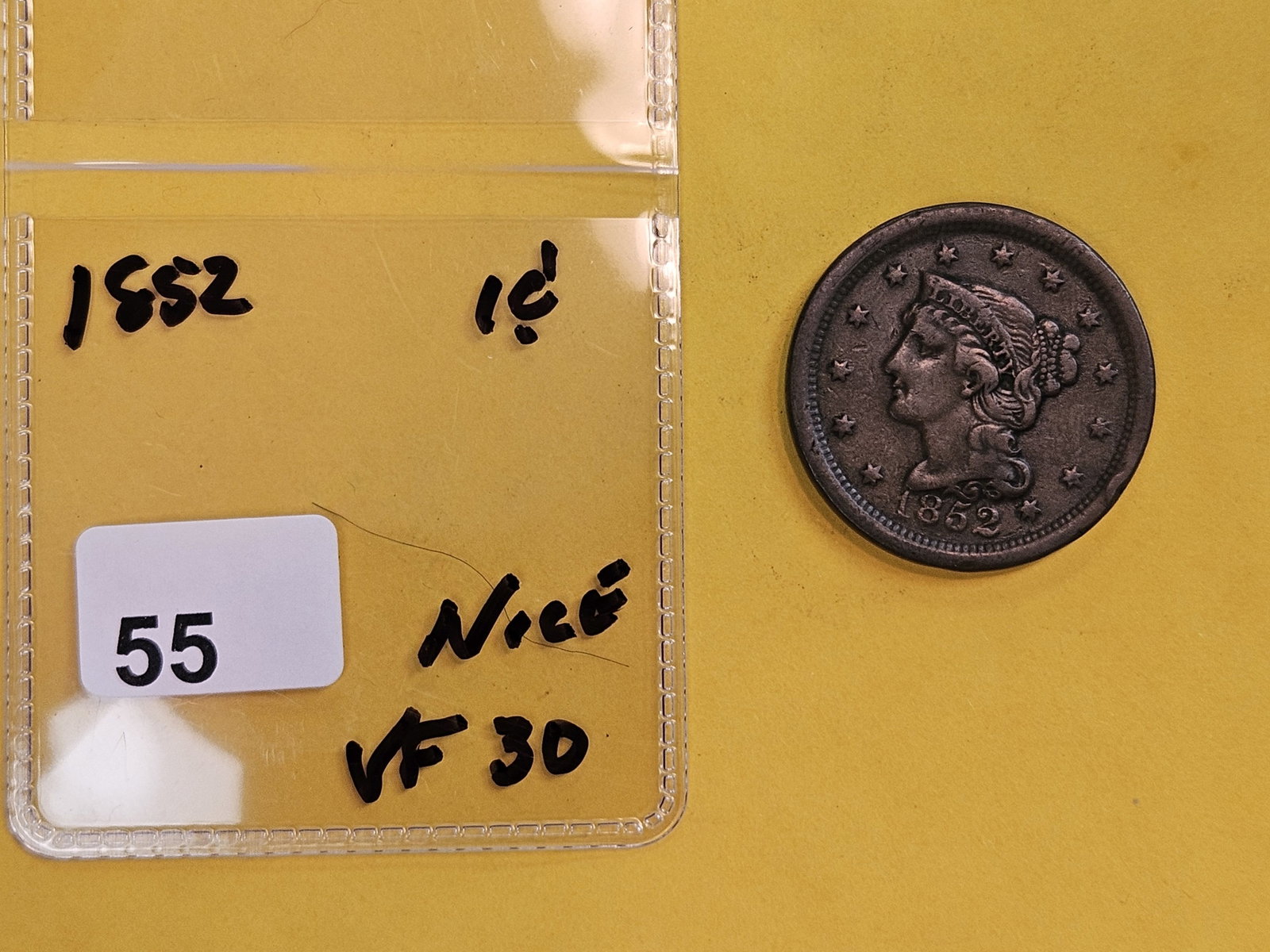 1852 Braided hair Large Cent in Very Fine - 30 - 2