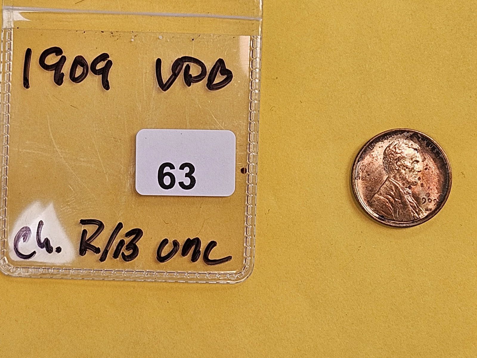 Brilliant Uncirculated 1909 VDB Wheat cent Red-Brown - 2