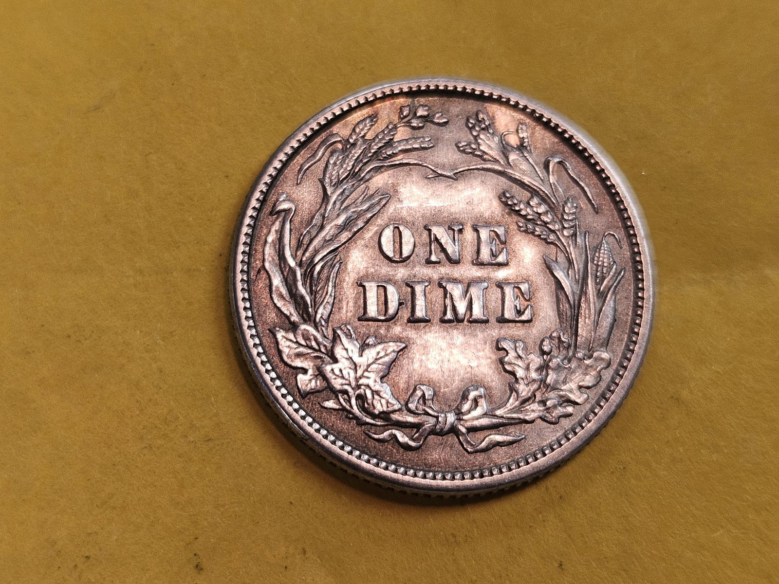 Bright 1913 Barber Dime in About Uncirculated - 58 - 7