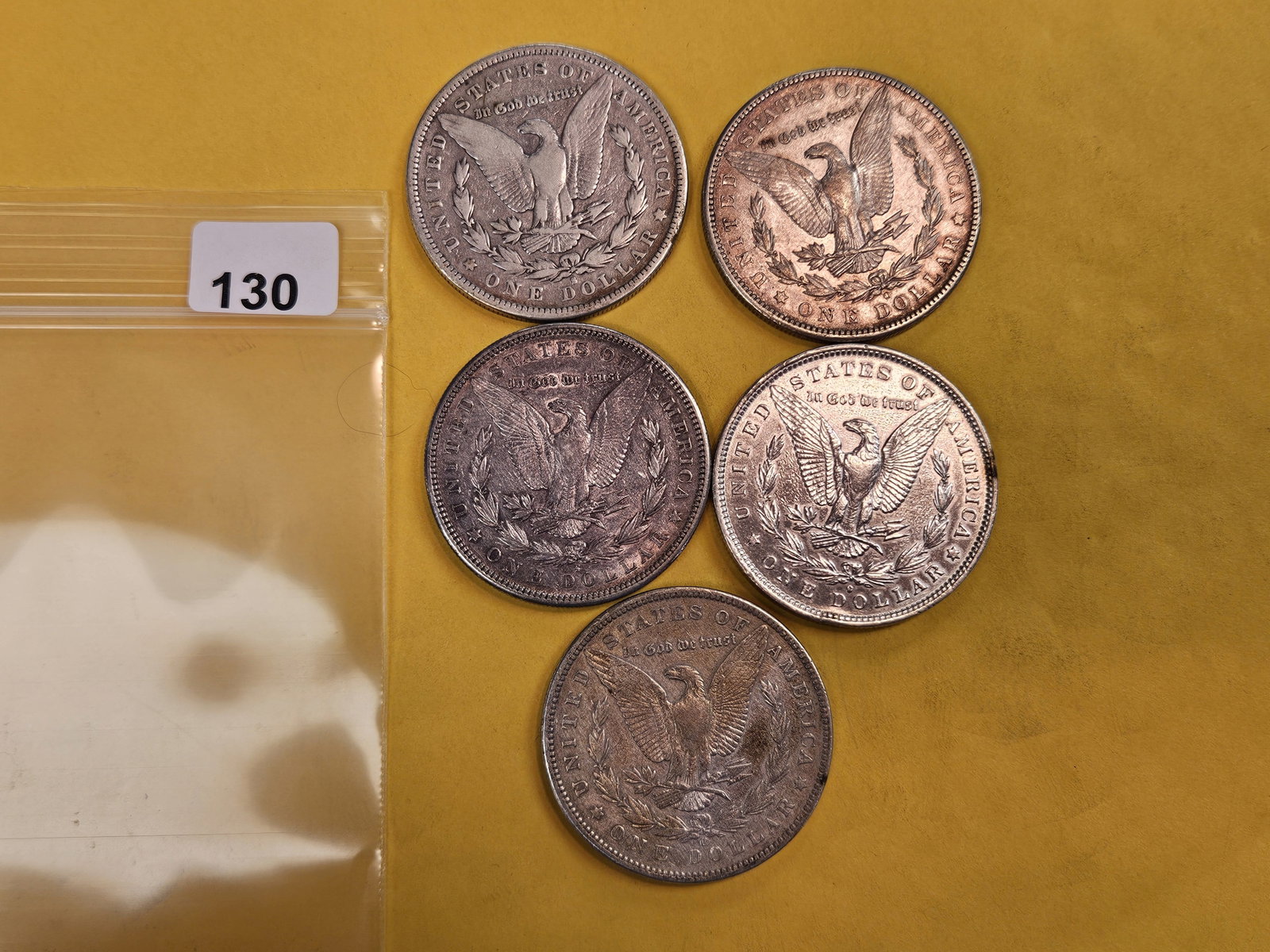 Five Morgan Silver Dollars - 2