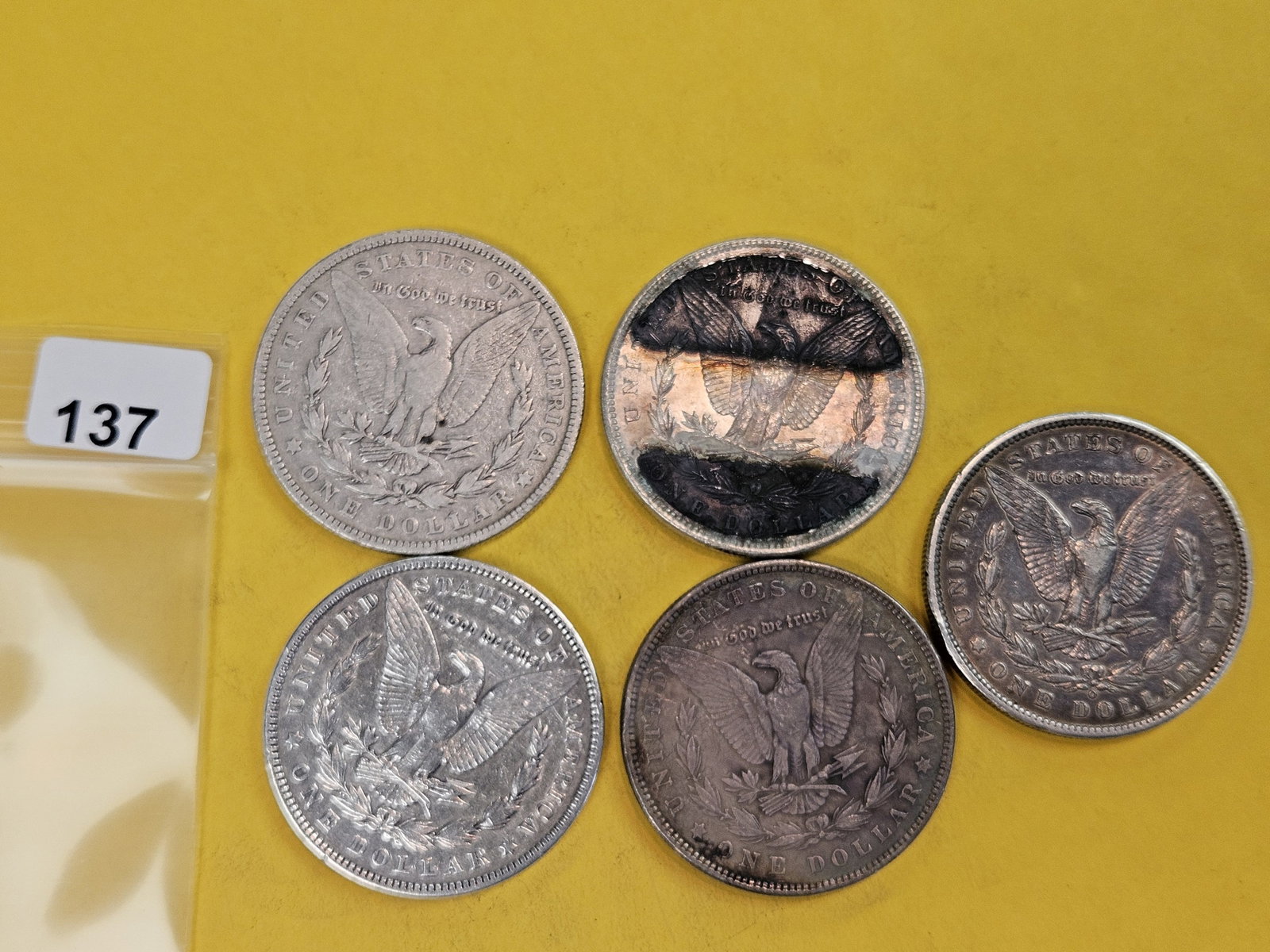 Five Morgan Silver Dollars - 2