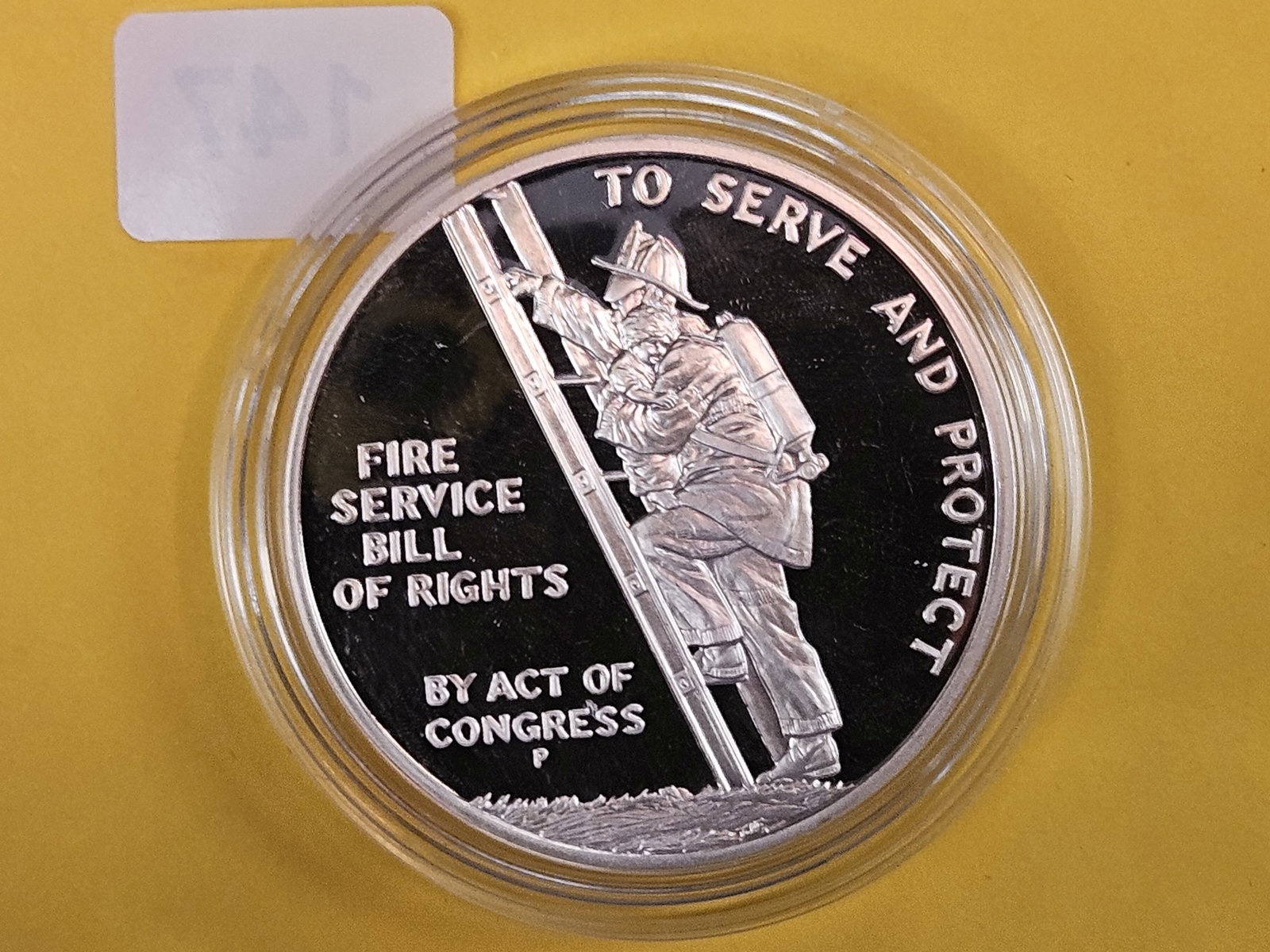 GEM Proof Deep Cameo Benjamin Franklin Fireman's SILVER Medal - 2