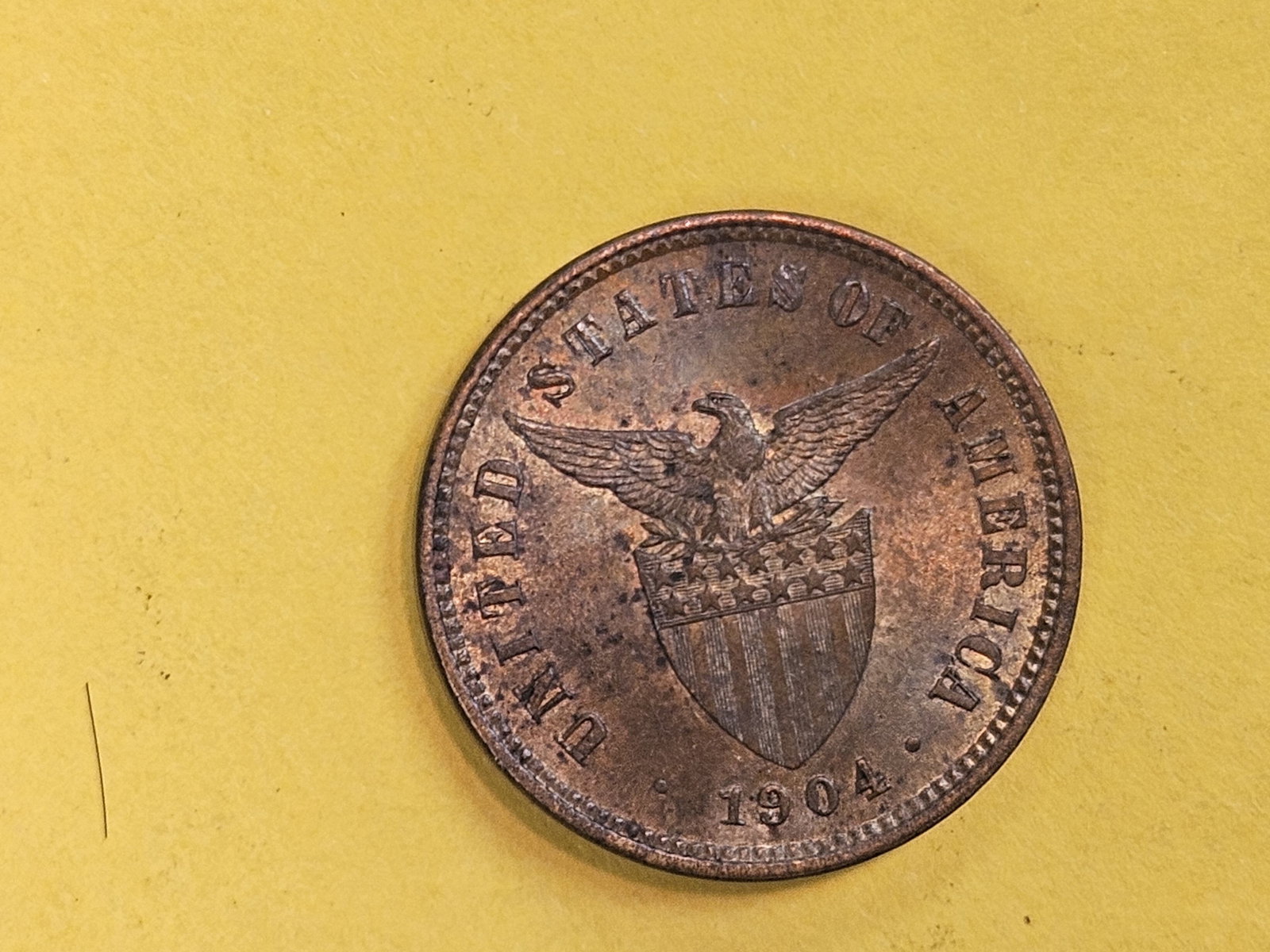 Brilliant Uncirculated 1904 Philippines 1/2 centavo Red-Brown - 7